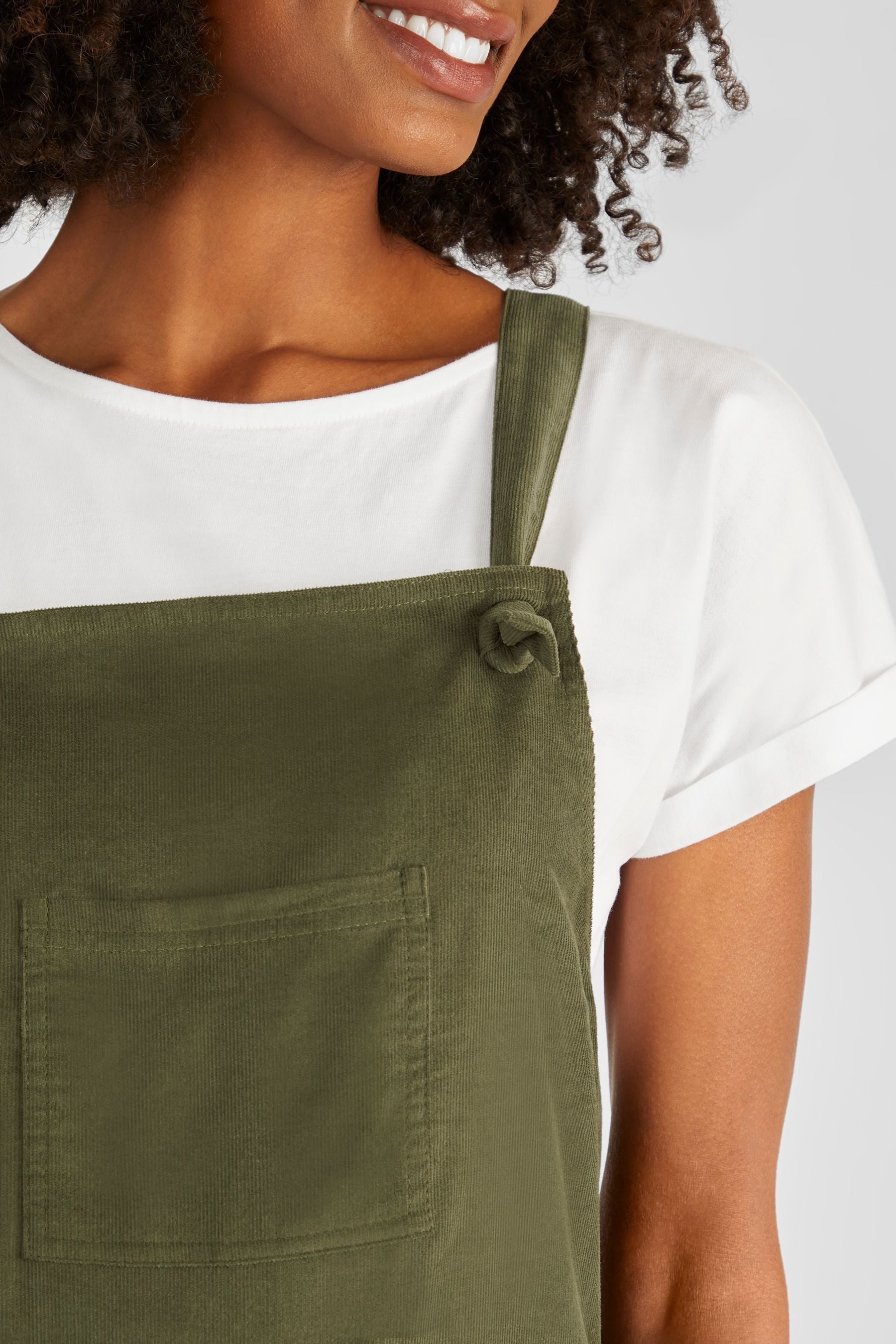 Khaki JoJo Maman Bébé Cord Maternity Dungarees