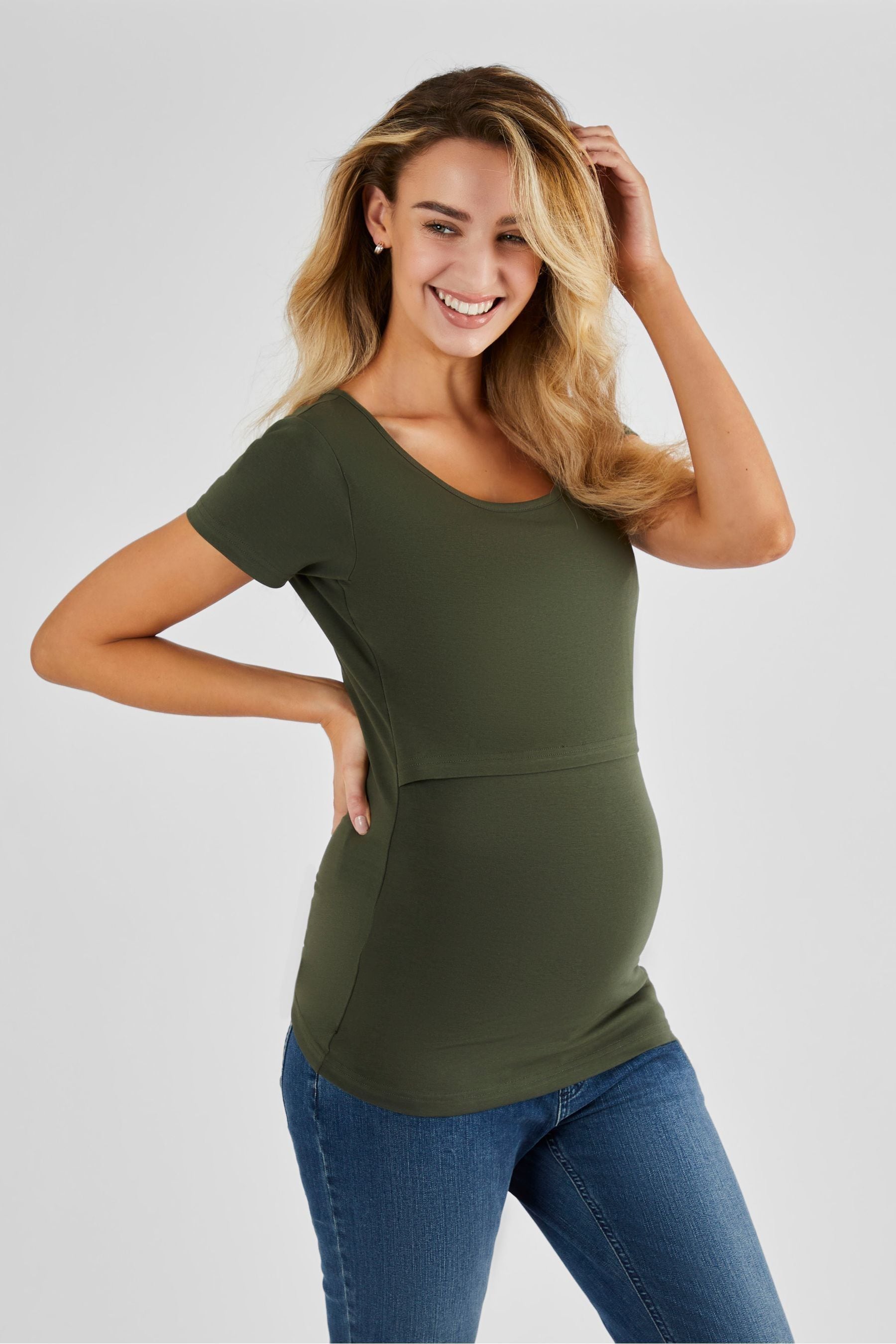 Khaki Green JoJo Maman Bébé Maternity & Nursing T-Shirt