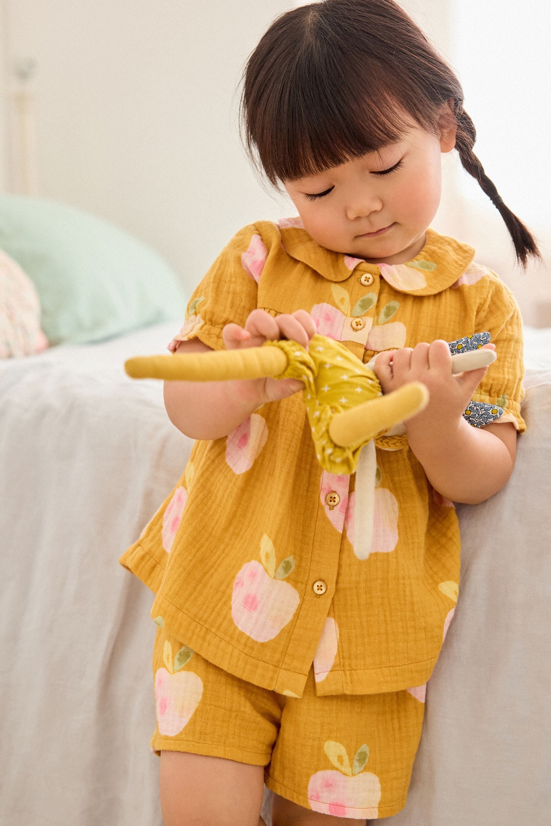 Ochre Yellow Woven Button Through Pyjamas (9mths-12yrs)