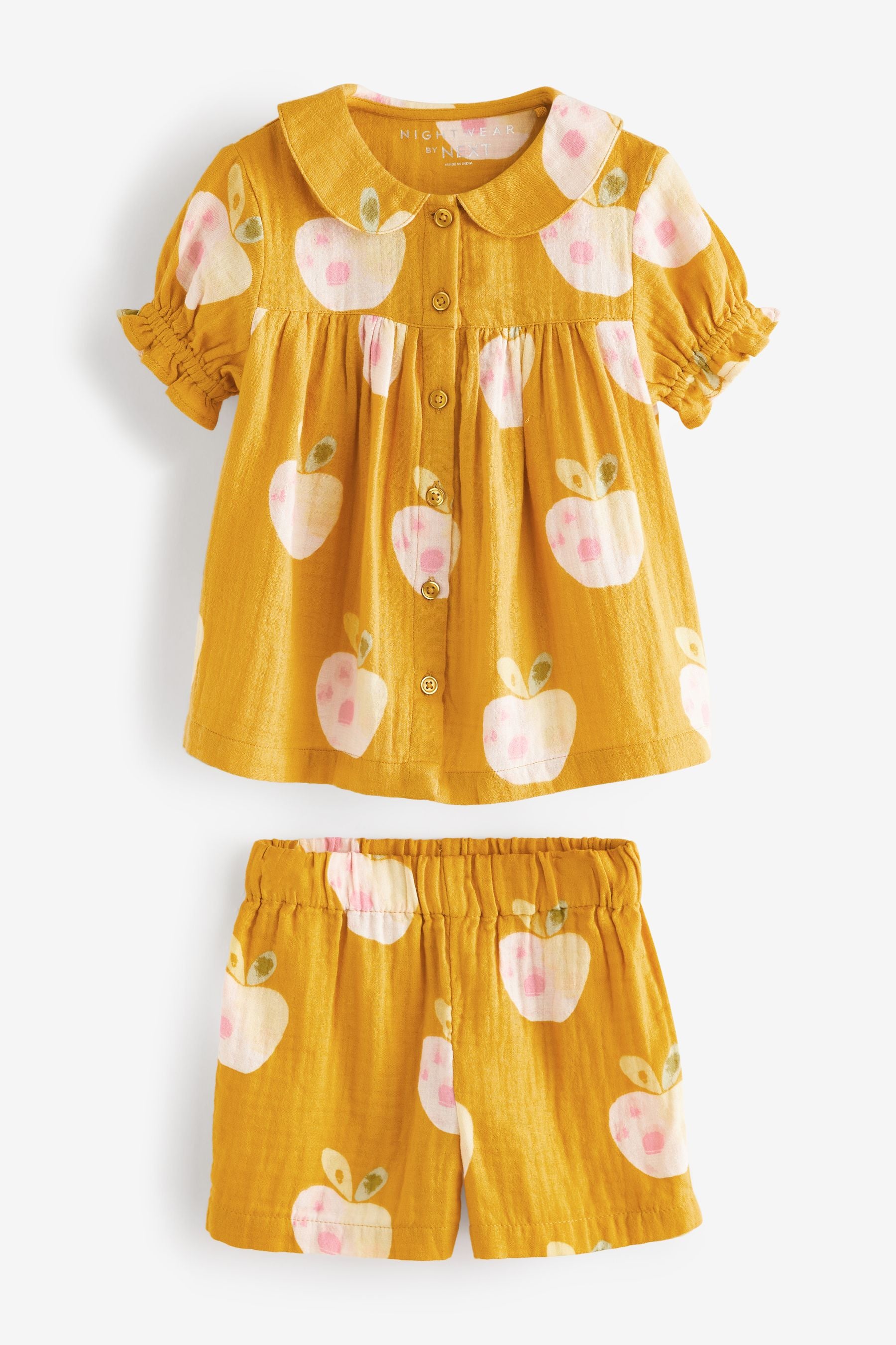 Ochre Yellow Woven Button Through Pyjamas (9mths-12yrs)