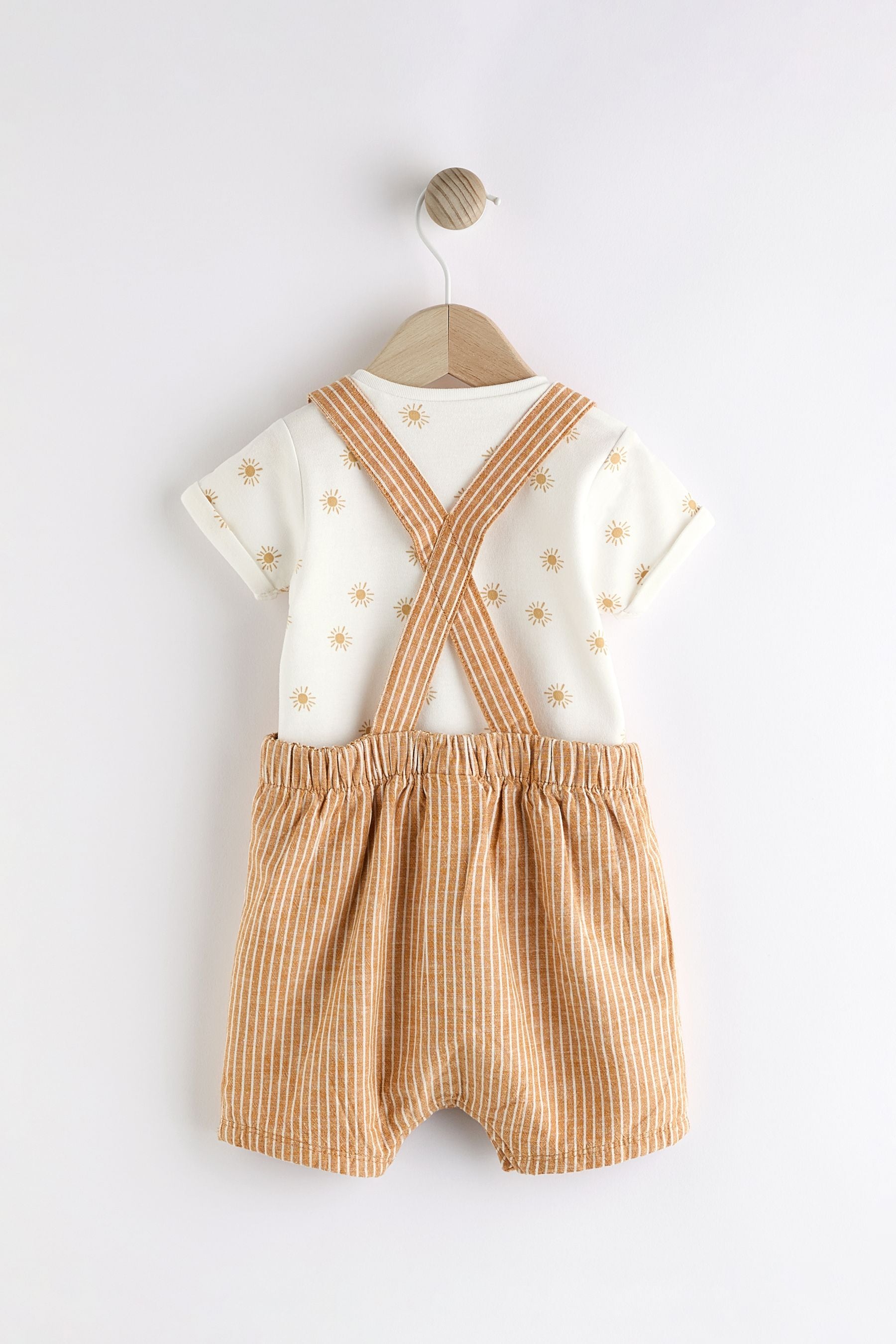 Rust Brown Baby Woven Dungaree and Bodysuit Set (0mths-2yrs)