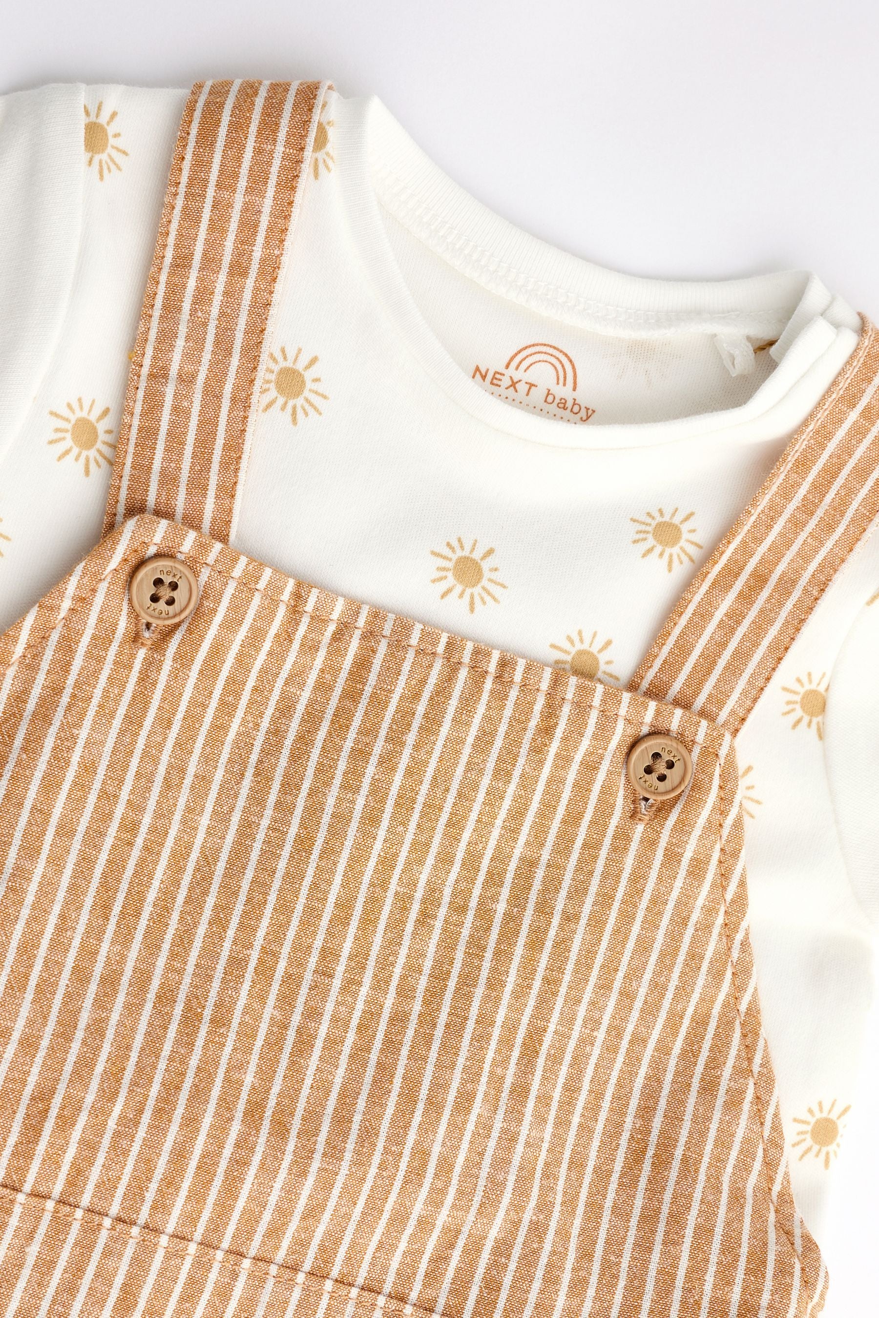 Rust Brown Baby Woven Dungaree and Bodysuit Set (0mths-2yrs)