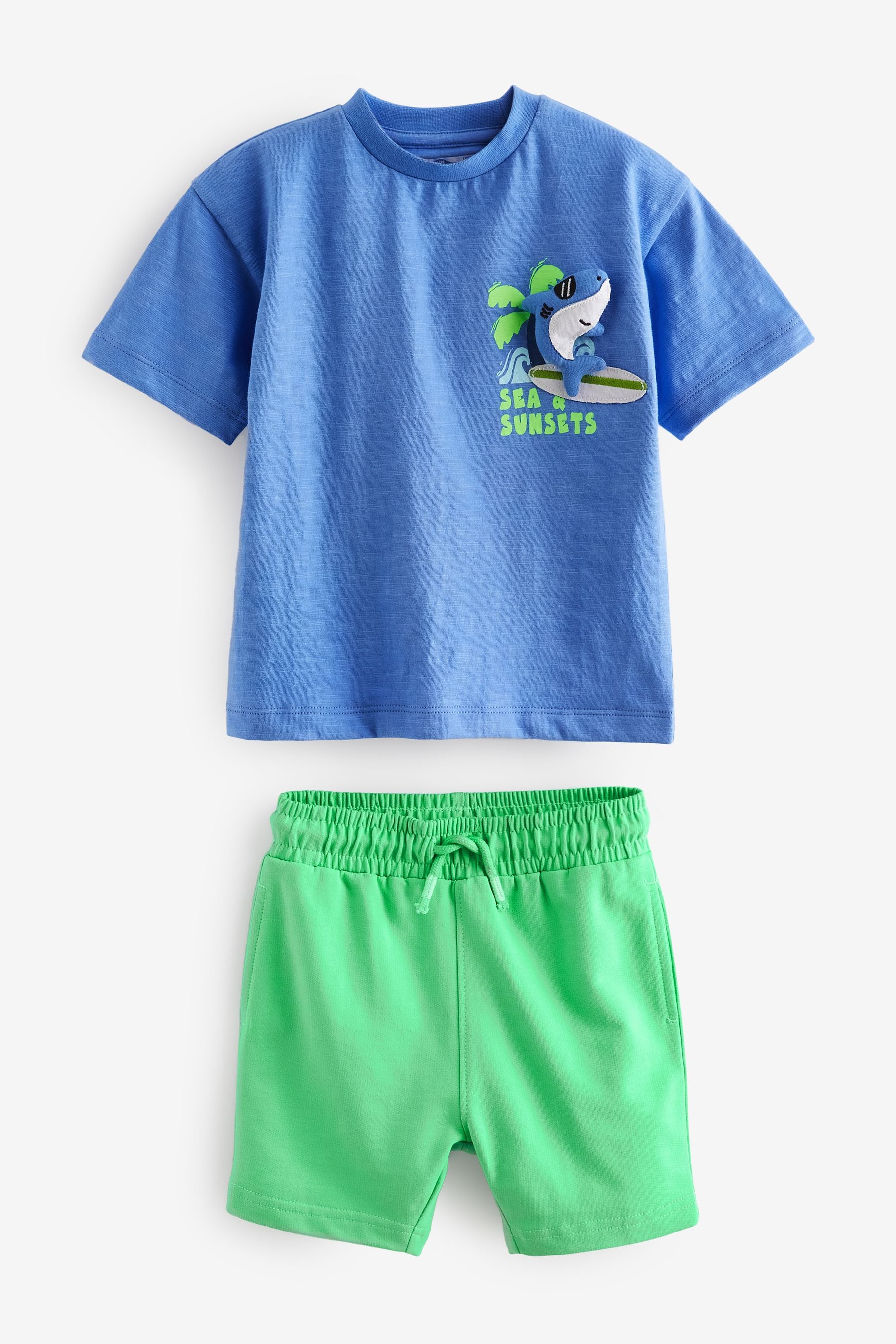 Blue/Green T-Shirt And Shorts Set (3mths-7yrs)