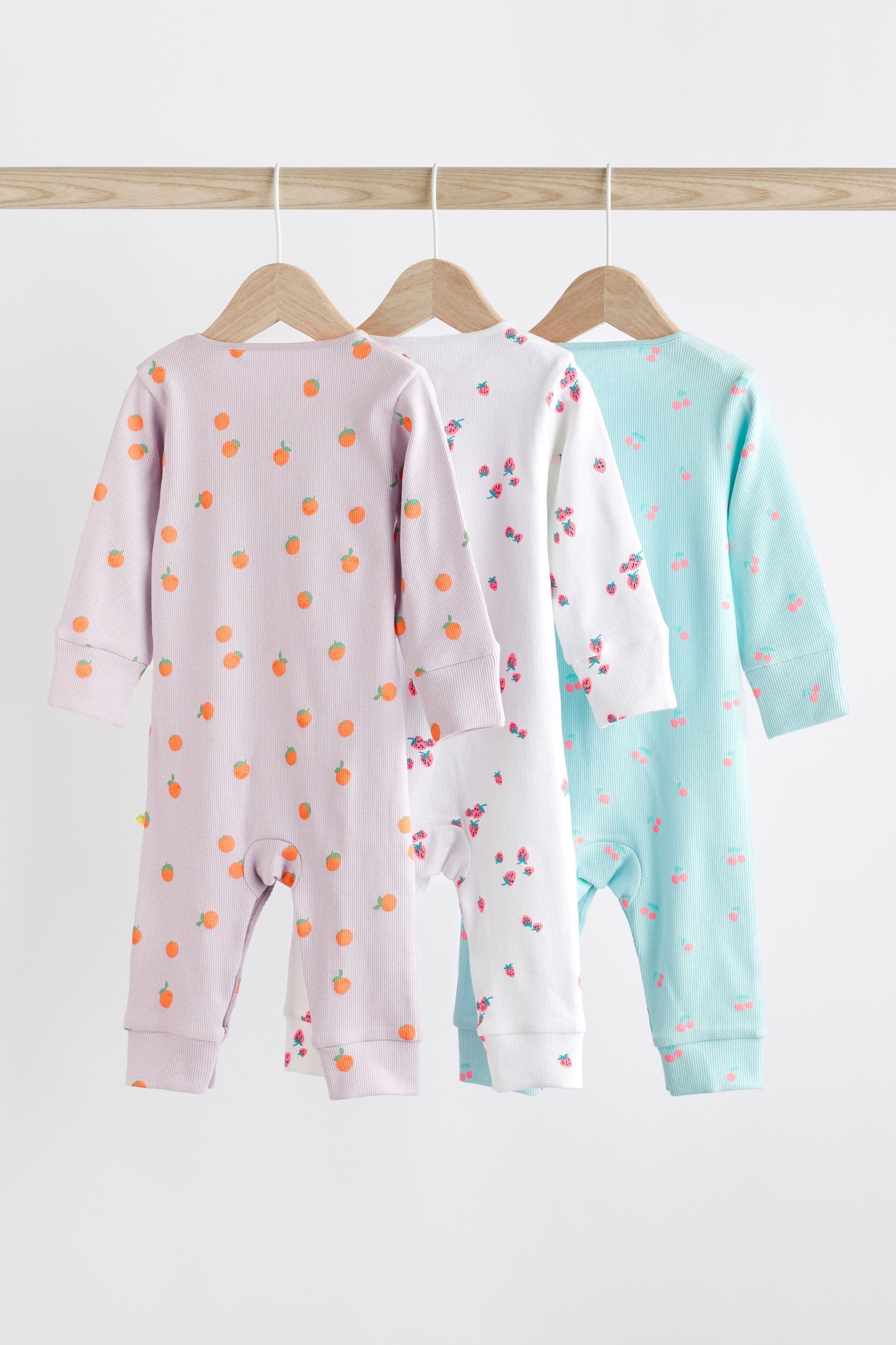 Multi Fruit Print Baby Footless Sleepsuits 3 Pack (0mths-3yrs)