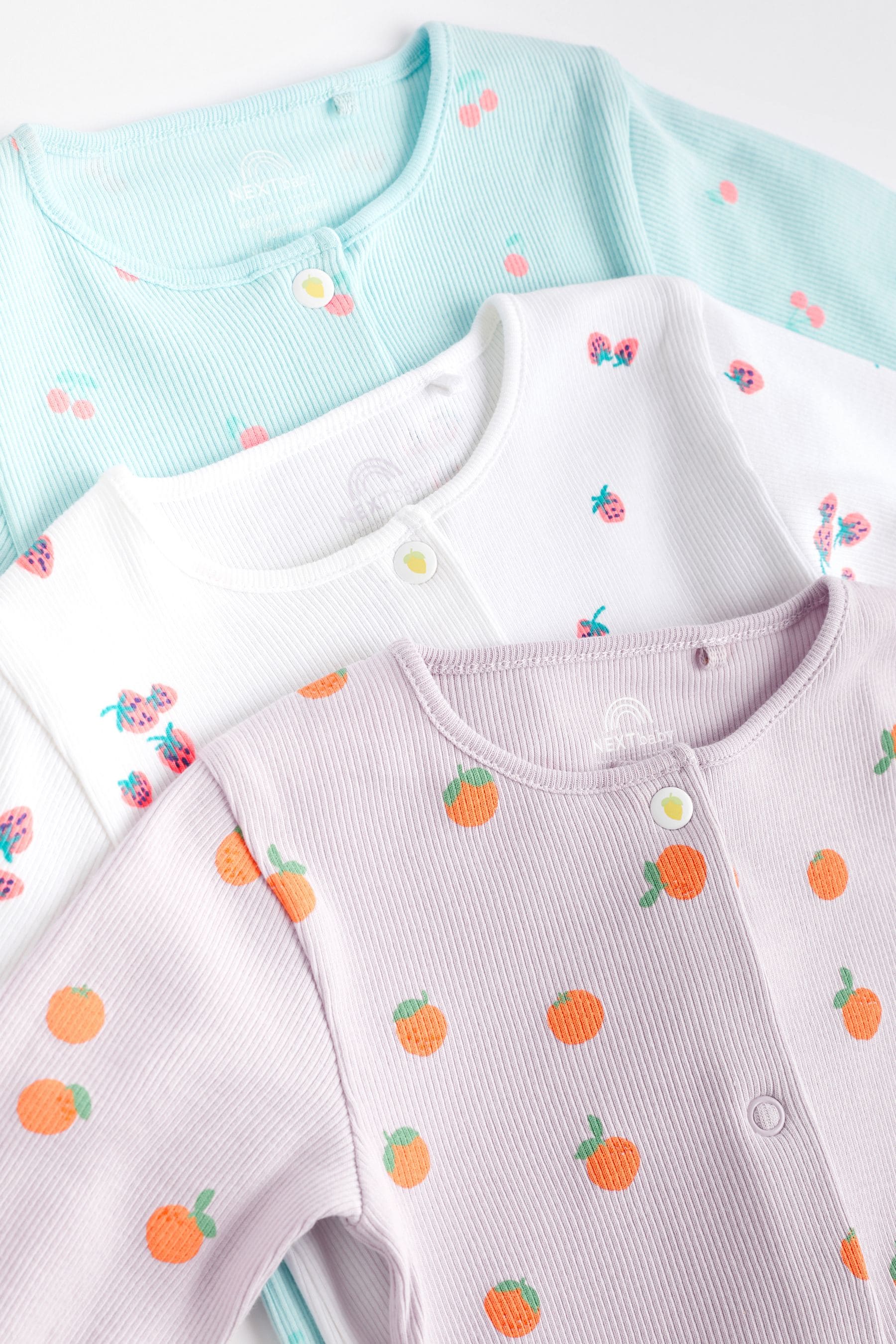 Multi Fruit Print Baby Footless Sleepsuits 3 Pack (0mths-3yrs)