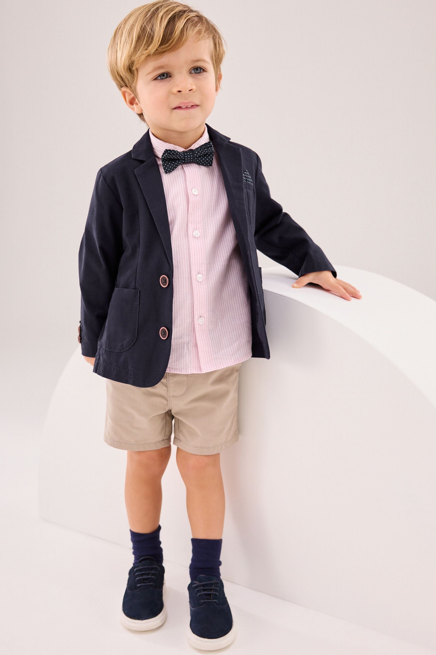 Navy Blazer, Shirt, Short & Bow Tie Set (3mths-9yrs)