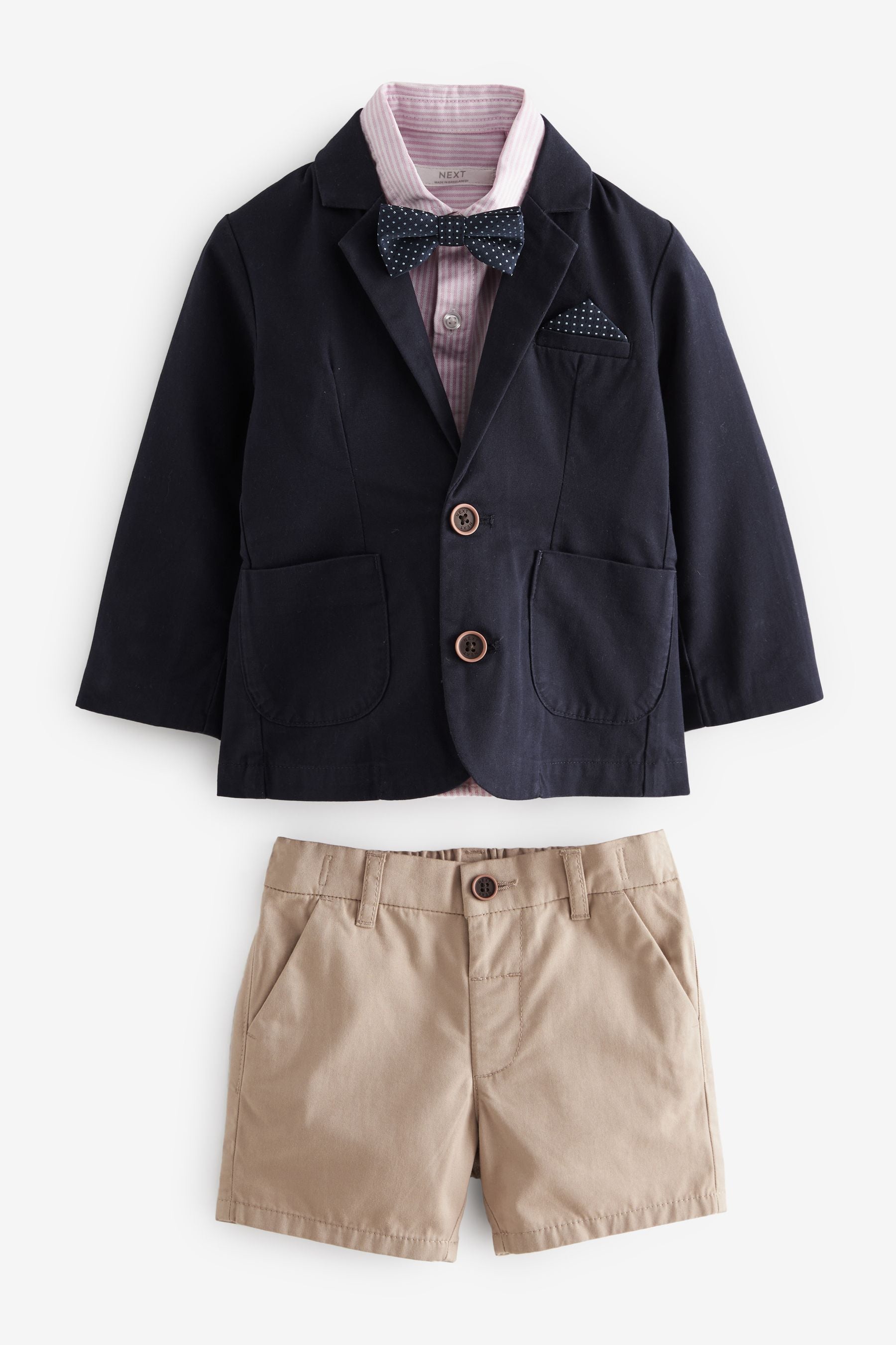 Navy Blazer, Shirt, Short & Bow Tie Set (3mths-9yrs)