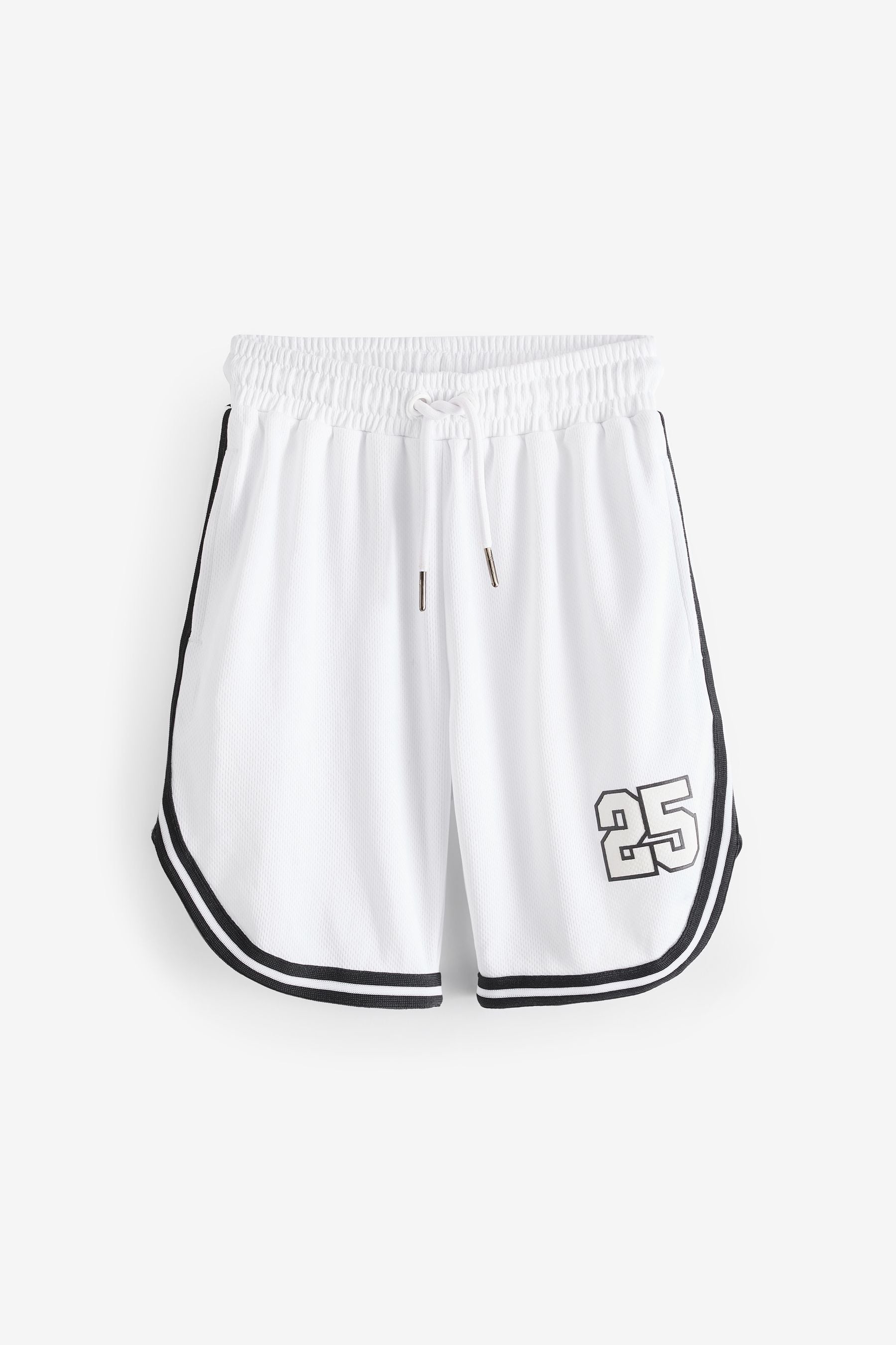 White Mesh Basketball Style Shorts (3-16yrs)