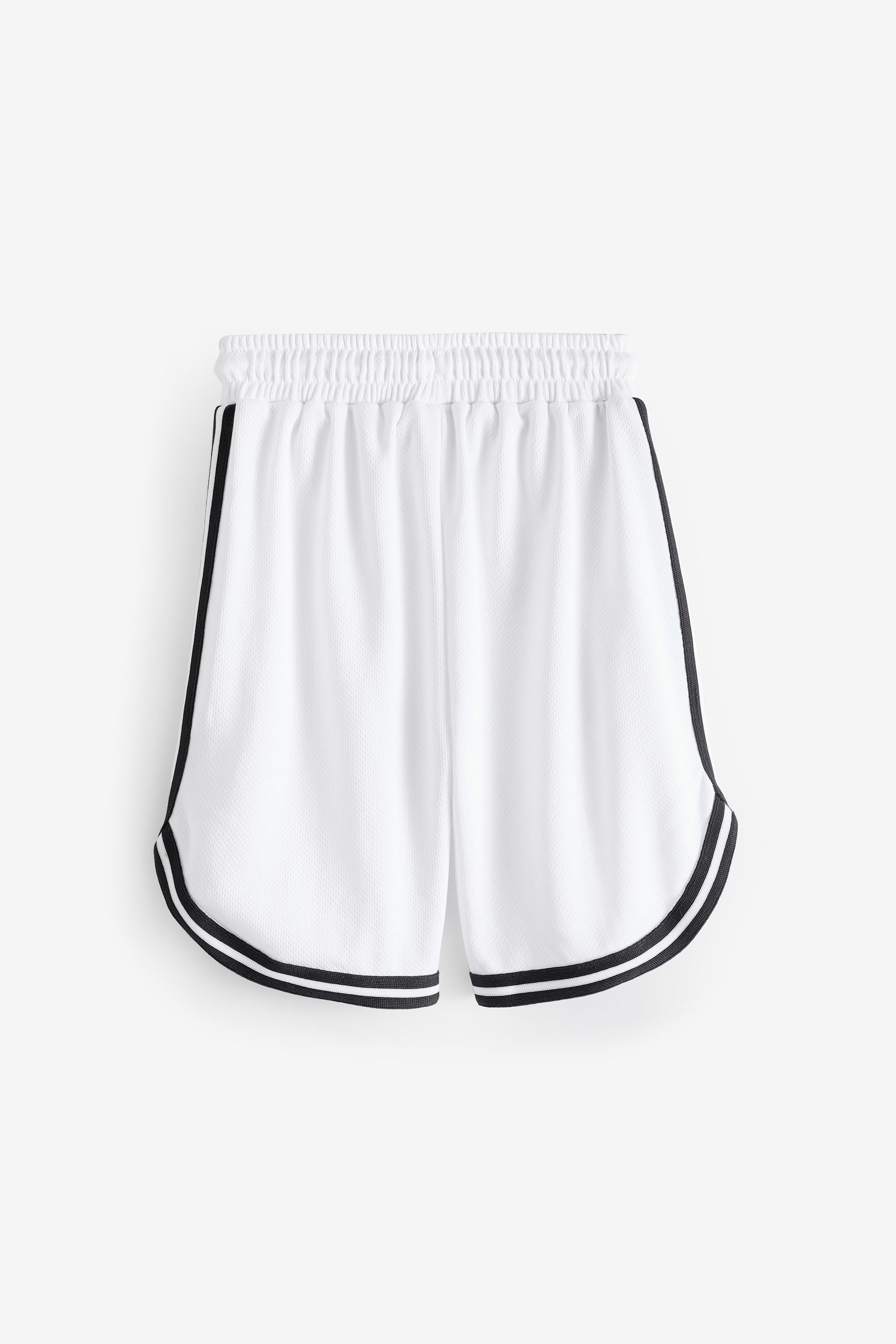 White Mesh Basketball Style Shorts (3-16yrs)