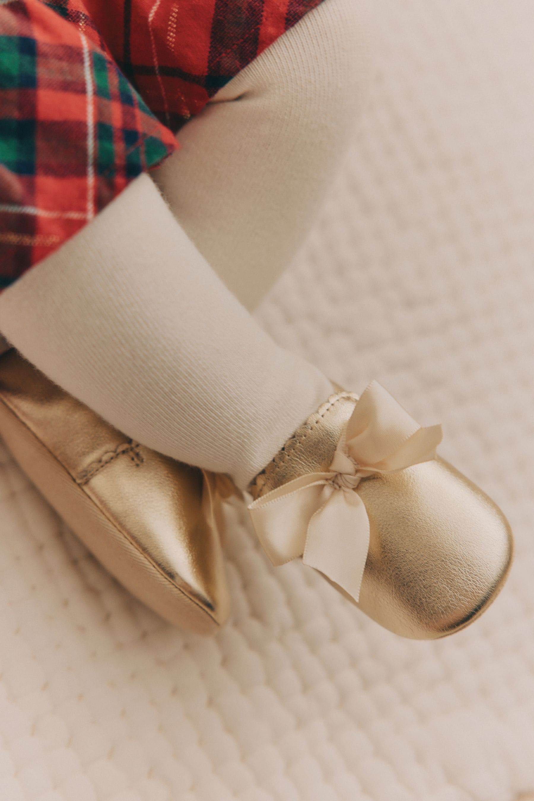 Gold Baby Bow Occasion Shoes (0-24mths)