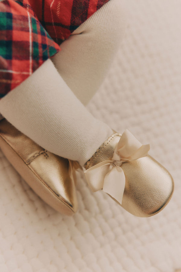 Gold Baby Bow Occasion Shoes (0-24mths)