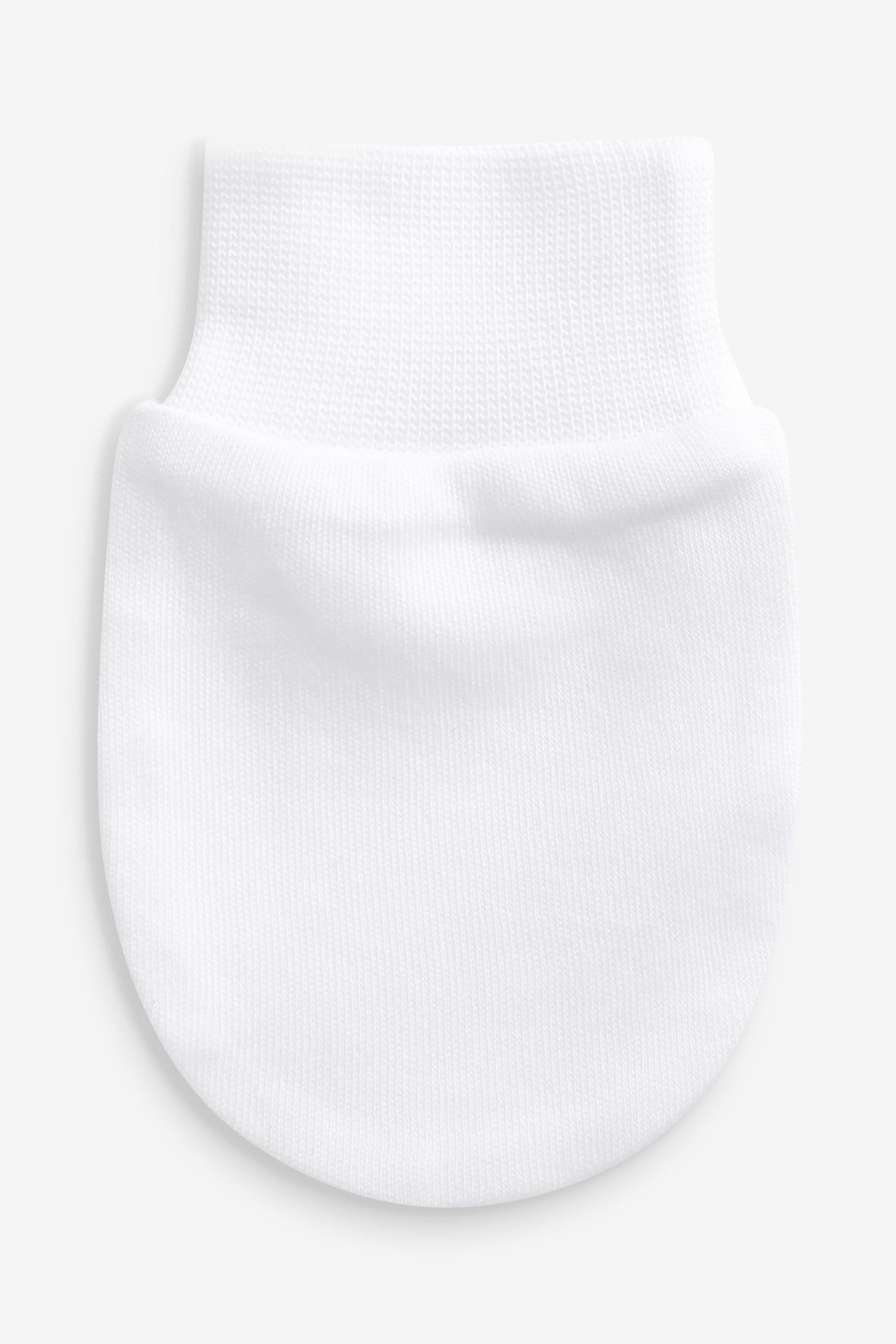 White 100% Cotton Baby Scratch Mitts 3 Pack