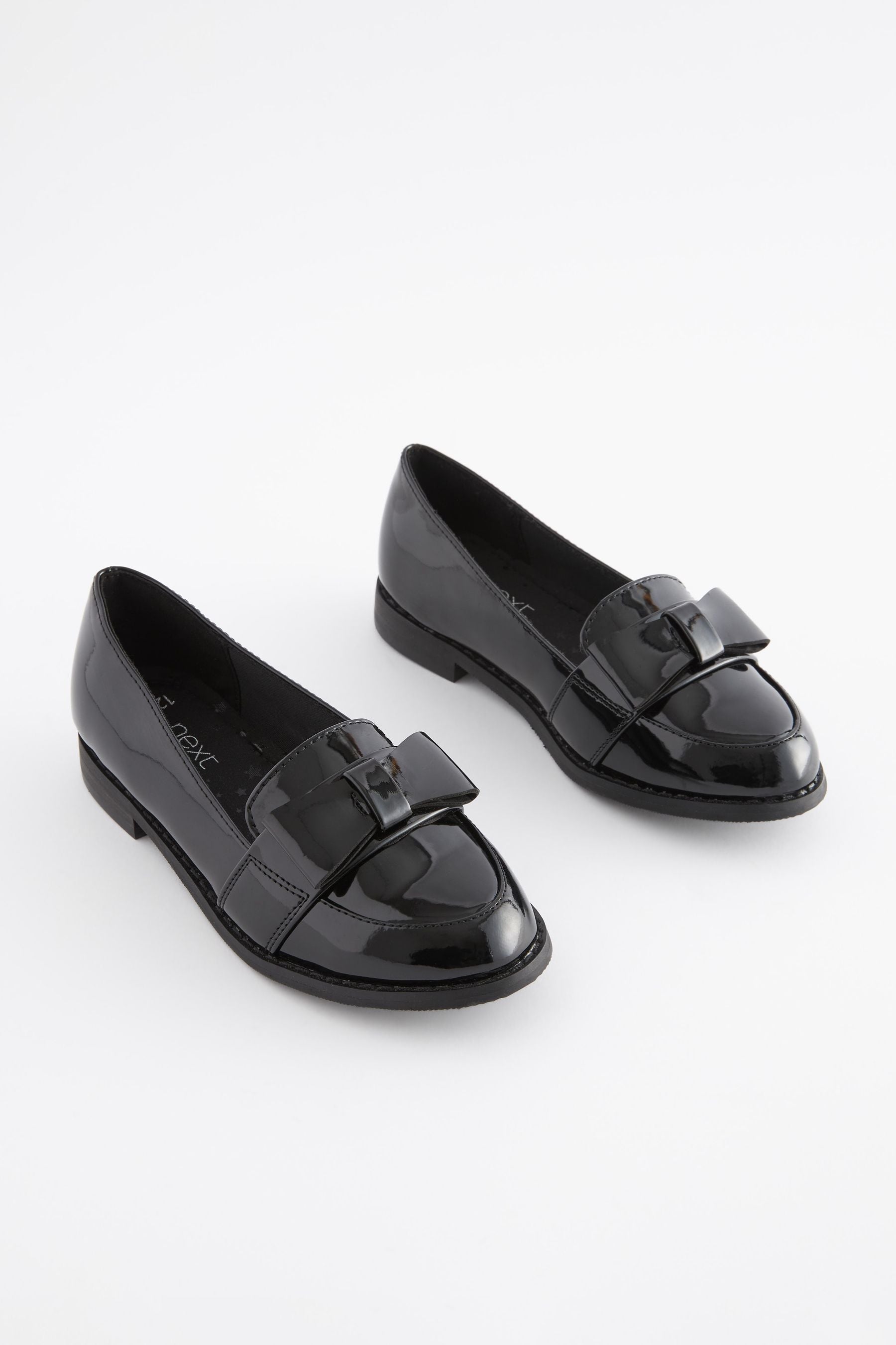 Black Patent School Bow Loafers