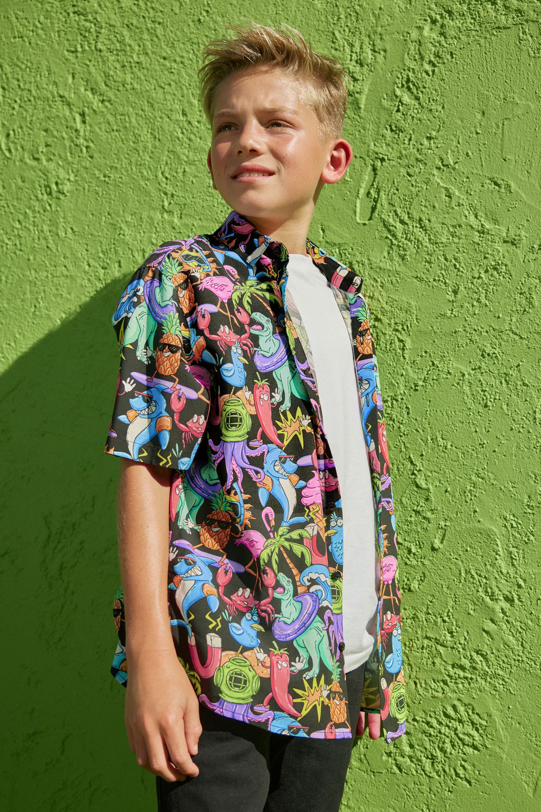 Multi Short Sleeve Print Sea Bright Shirt (3-16yrs)