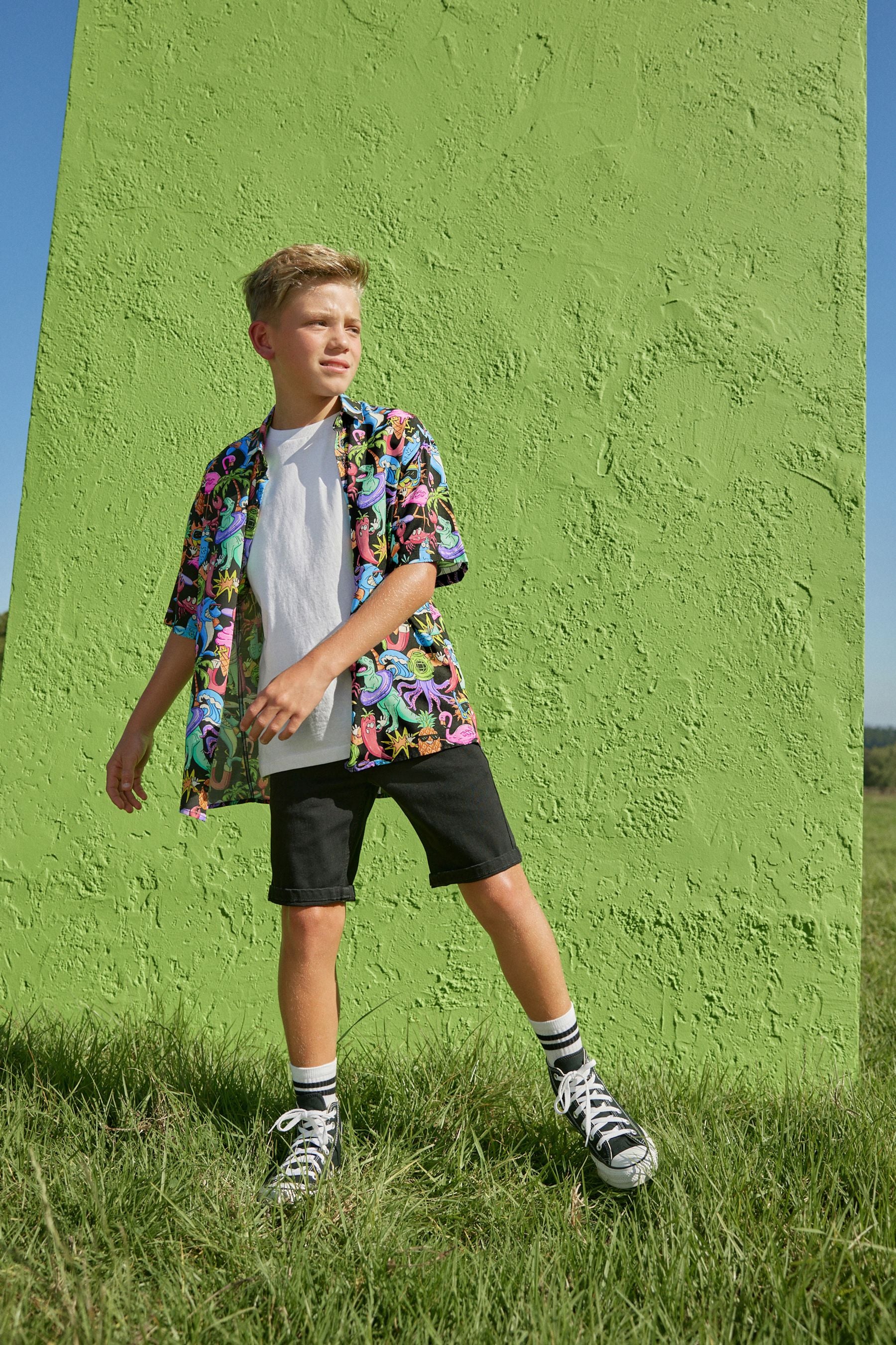 Multi Short Sleeve Print Sea Bright Shirt (3-16yrs)