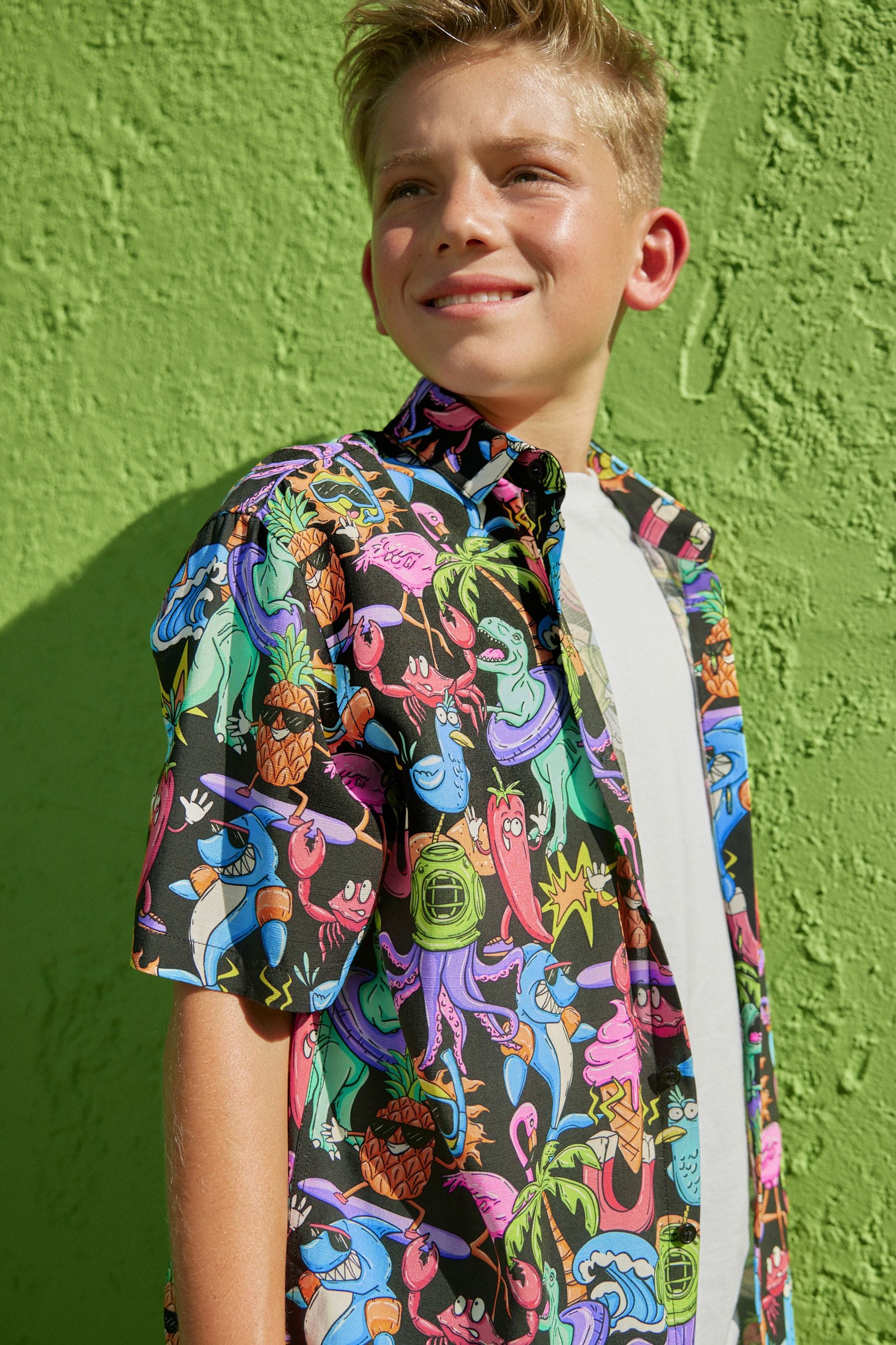 Multi Short Sleeve Print Sea Bright Shirt (3-16yrs)