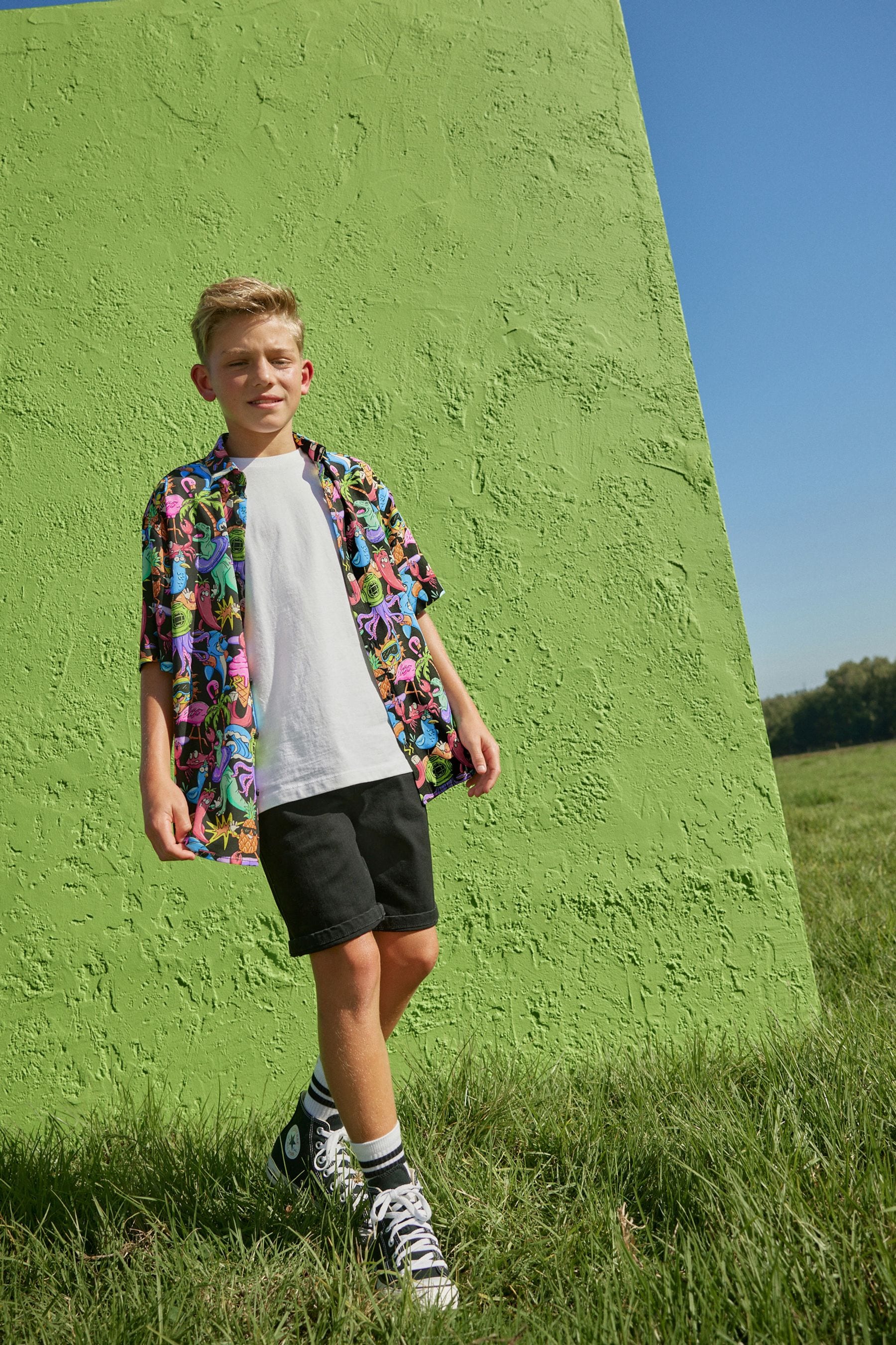 Multi Short Sleeve Print Sea Bright Shirt (3-16yrs)