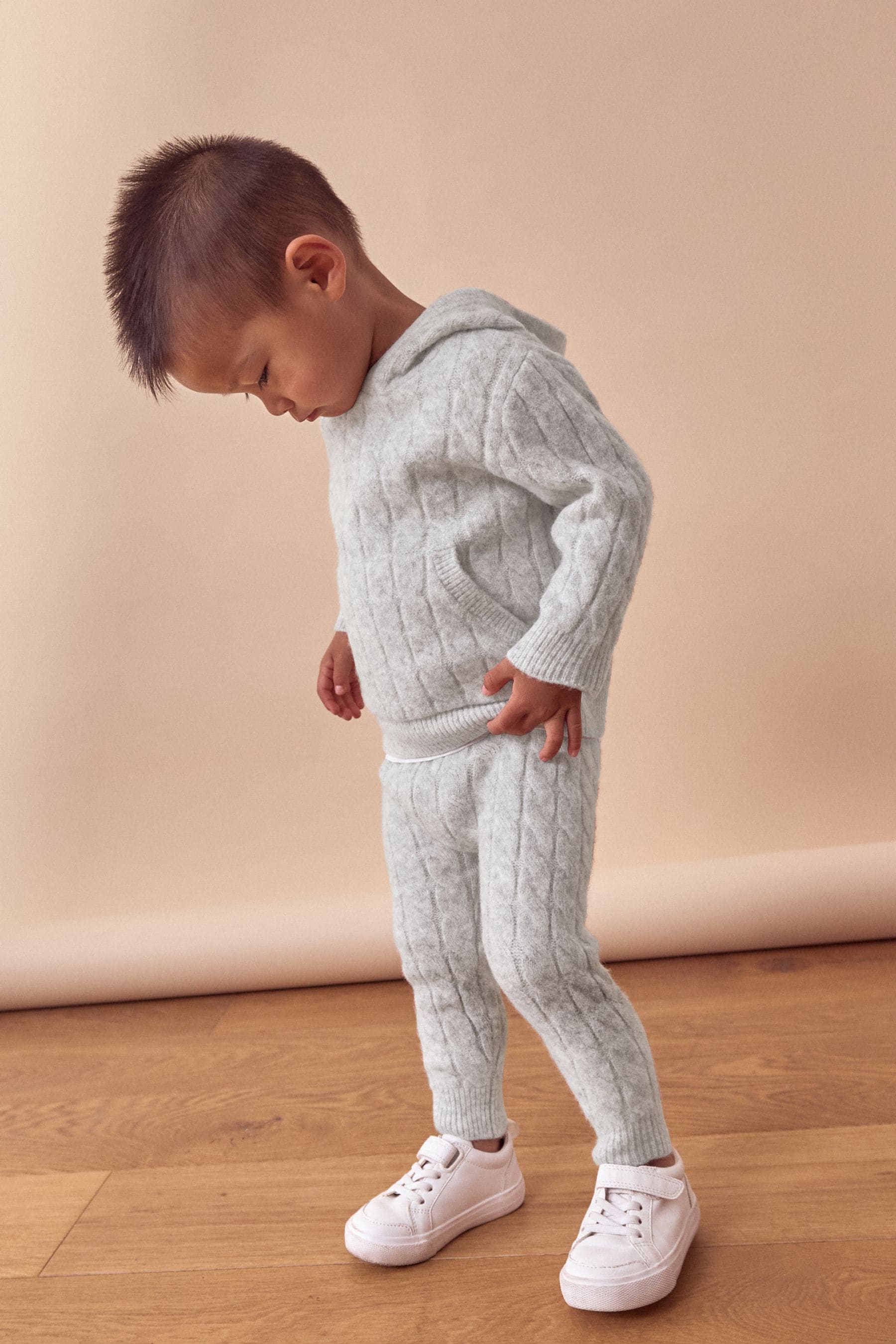 Grey Cable Knit Hoodie and Jogger Set (3mths-7yrs)