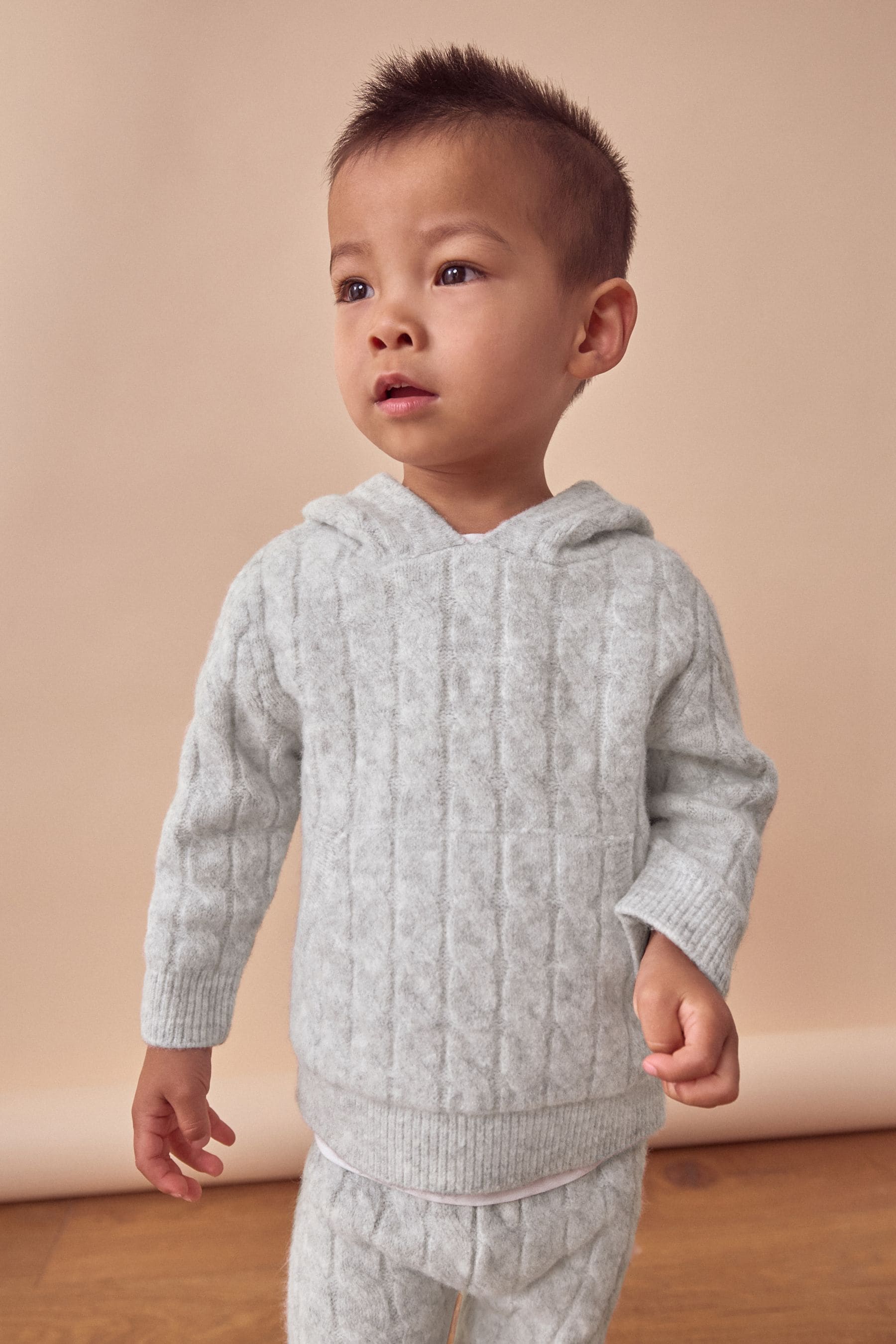 Grey Cable Knit Hoodie and Jogger Set (3mths-7yrs)