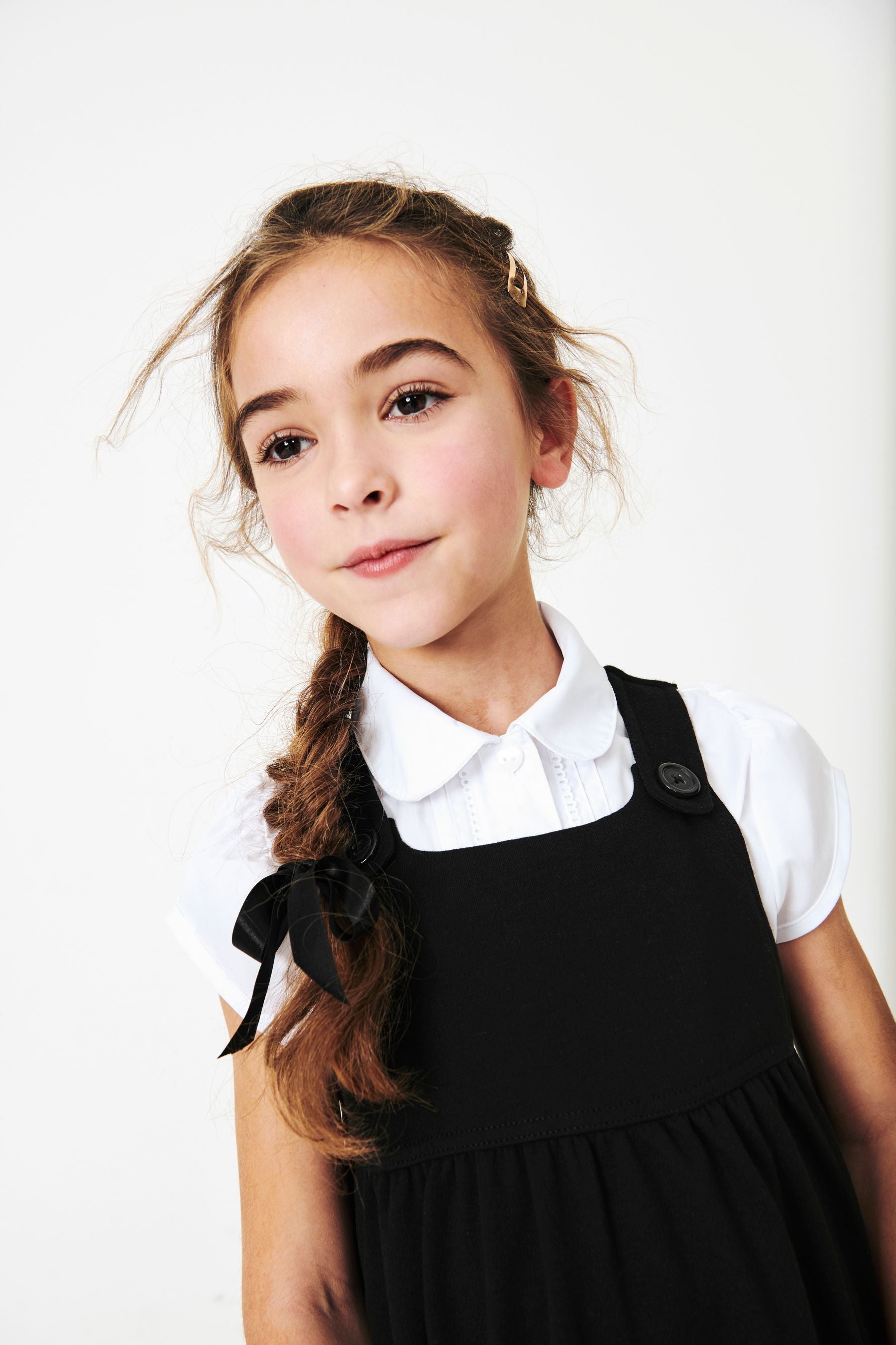 Black Jersey Stretch Pinafore School Dress (3-14yrs)