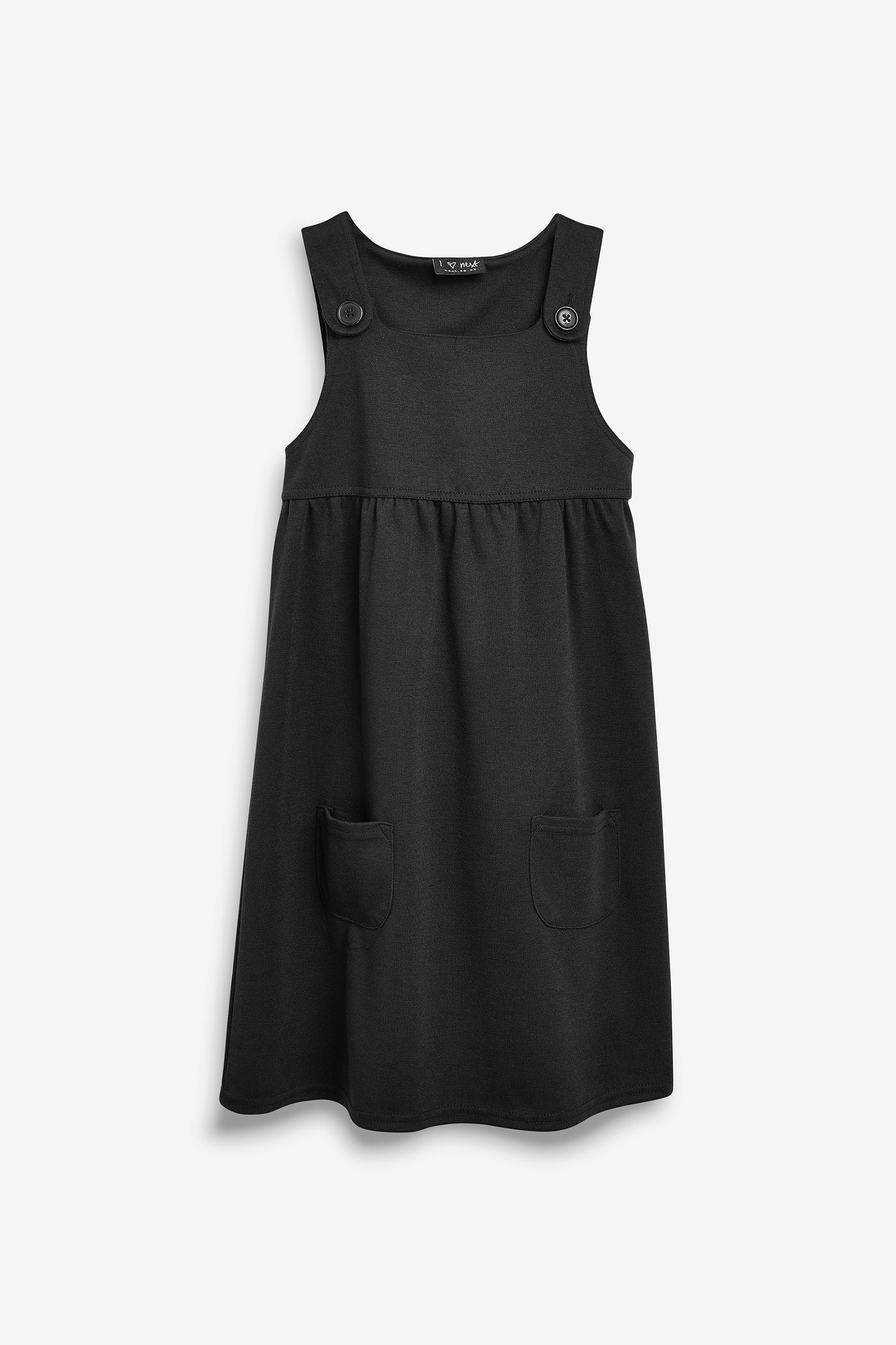 Black Jersey Stretch Pinafore School Dress (3-14yrs)