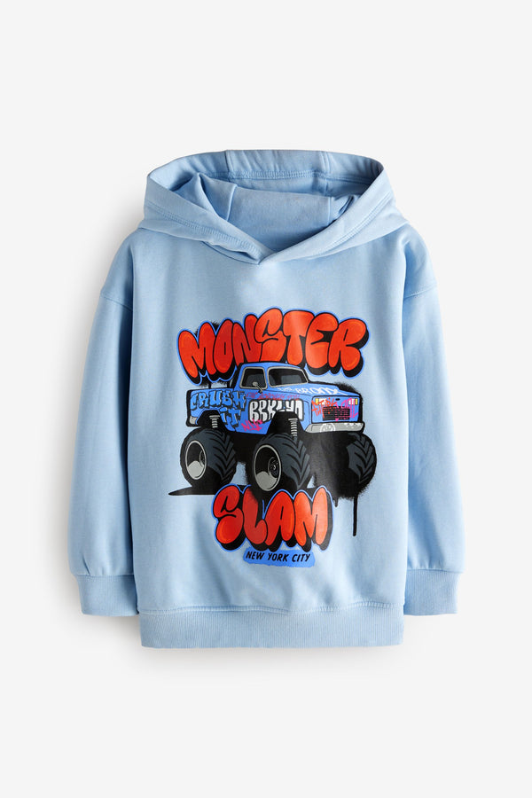 Blue Monster Truck Graphic Hoodie (3-16yrs)