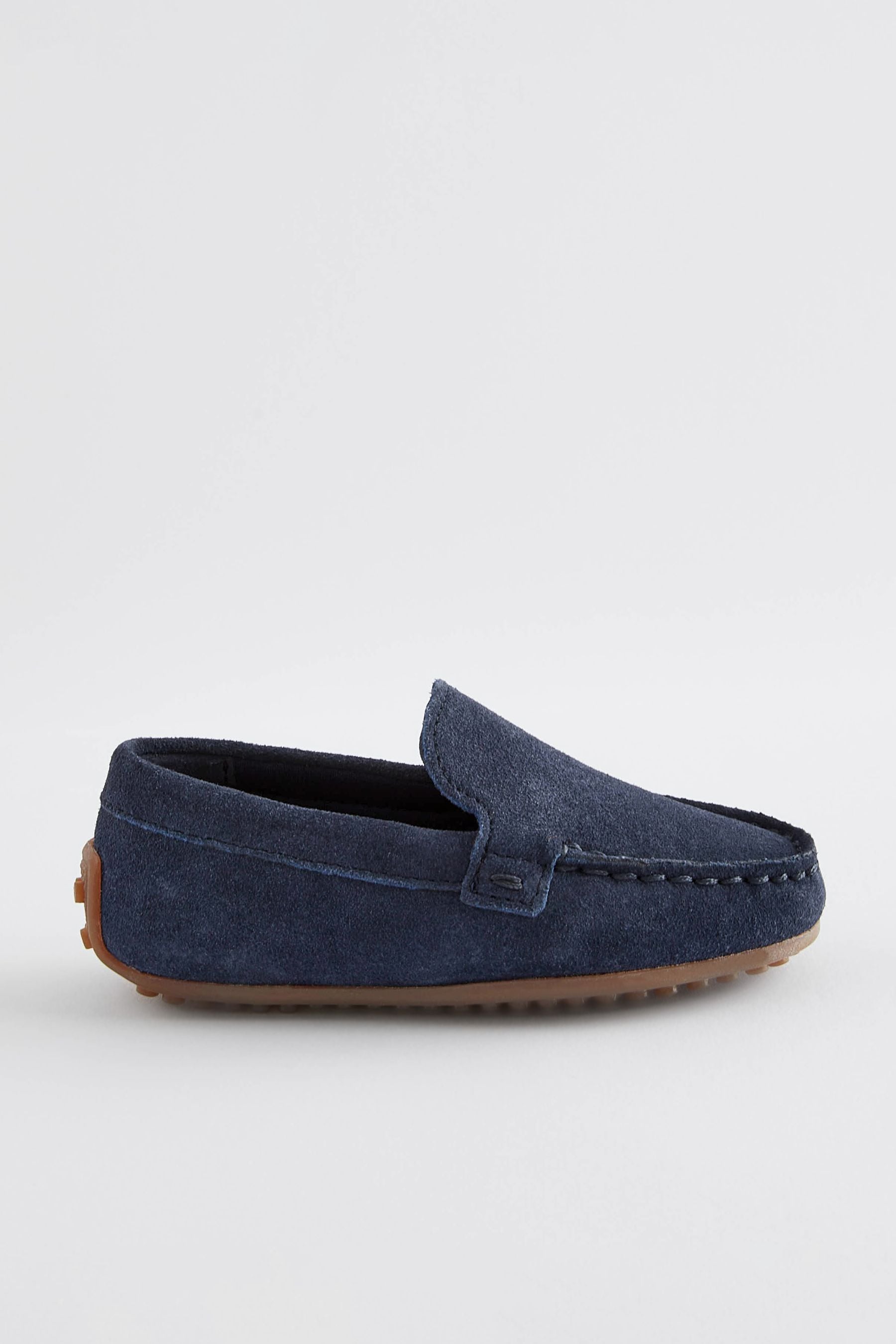 Navy Blue Standard Fit (F) Suede Slip On Loafer Shoes