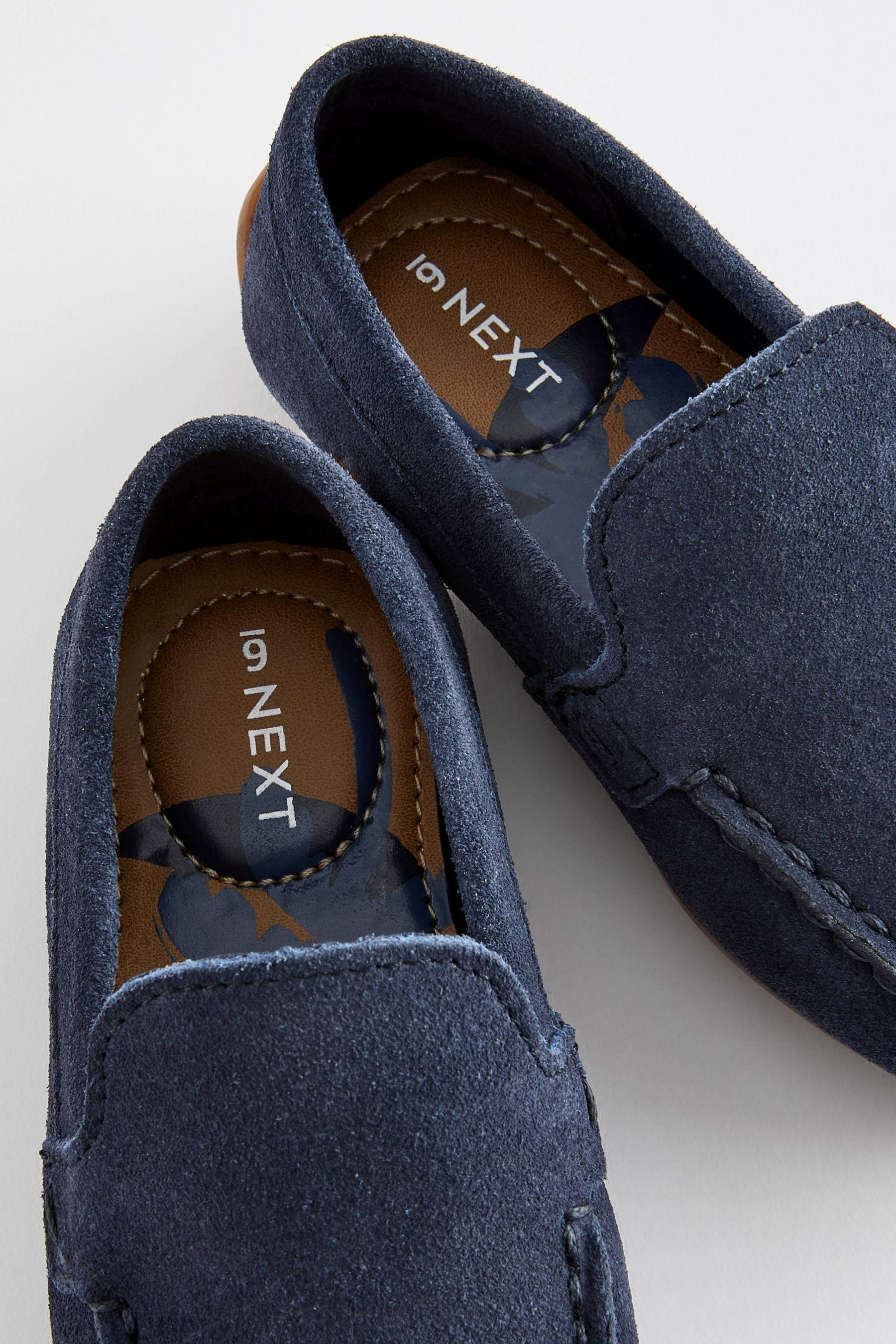 Navy Blue Standard Fit (F) Suede Slip On Loafer Shoes