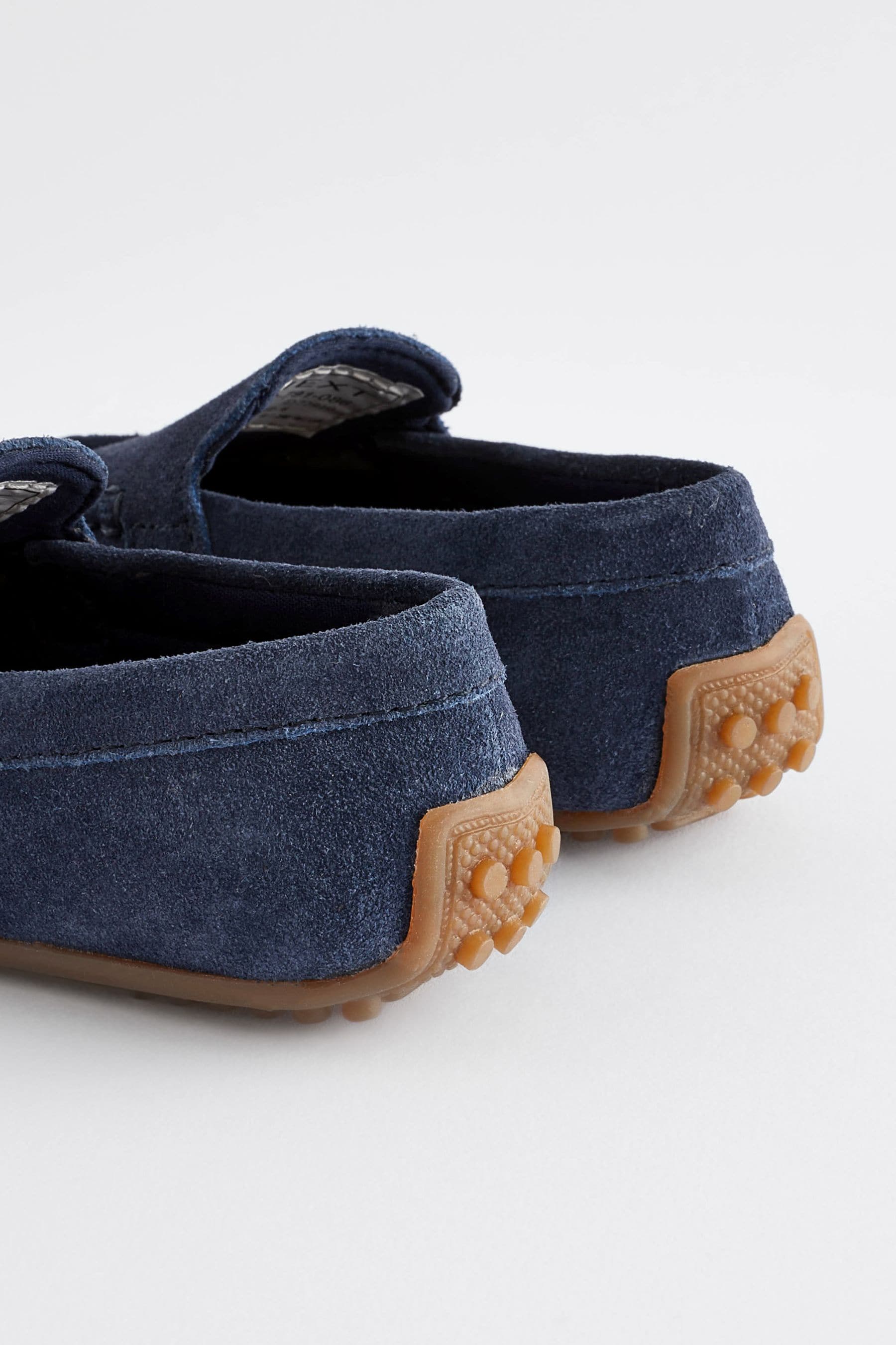 Navy Blue Standard Fit (F) Suede Slip On Loafer Shoes