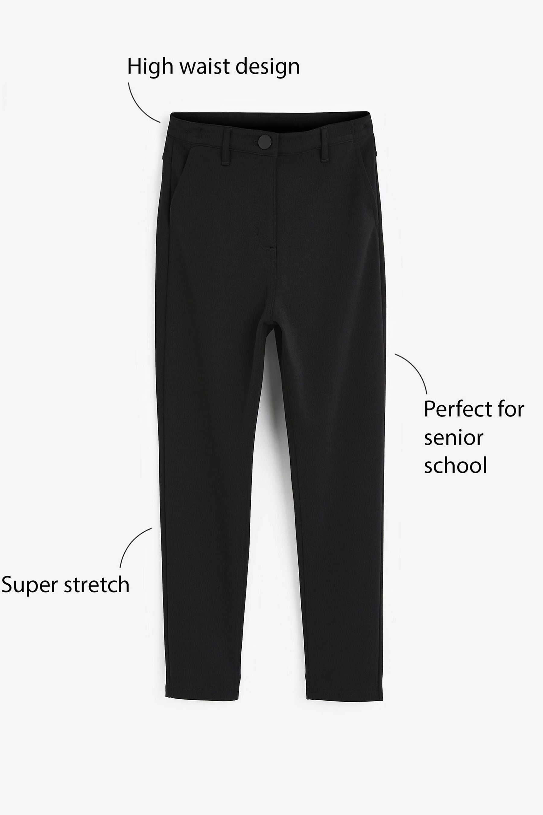 Black Senior High Waist Stretch School Trousers (9-18yrs)