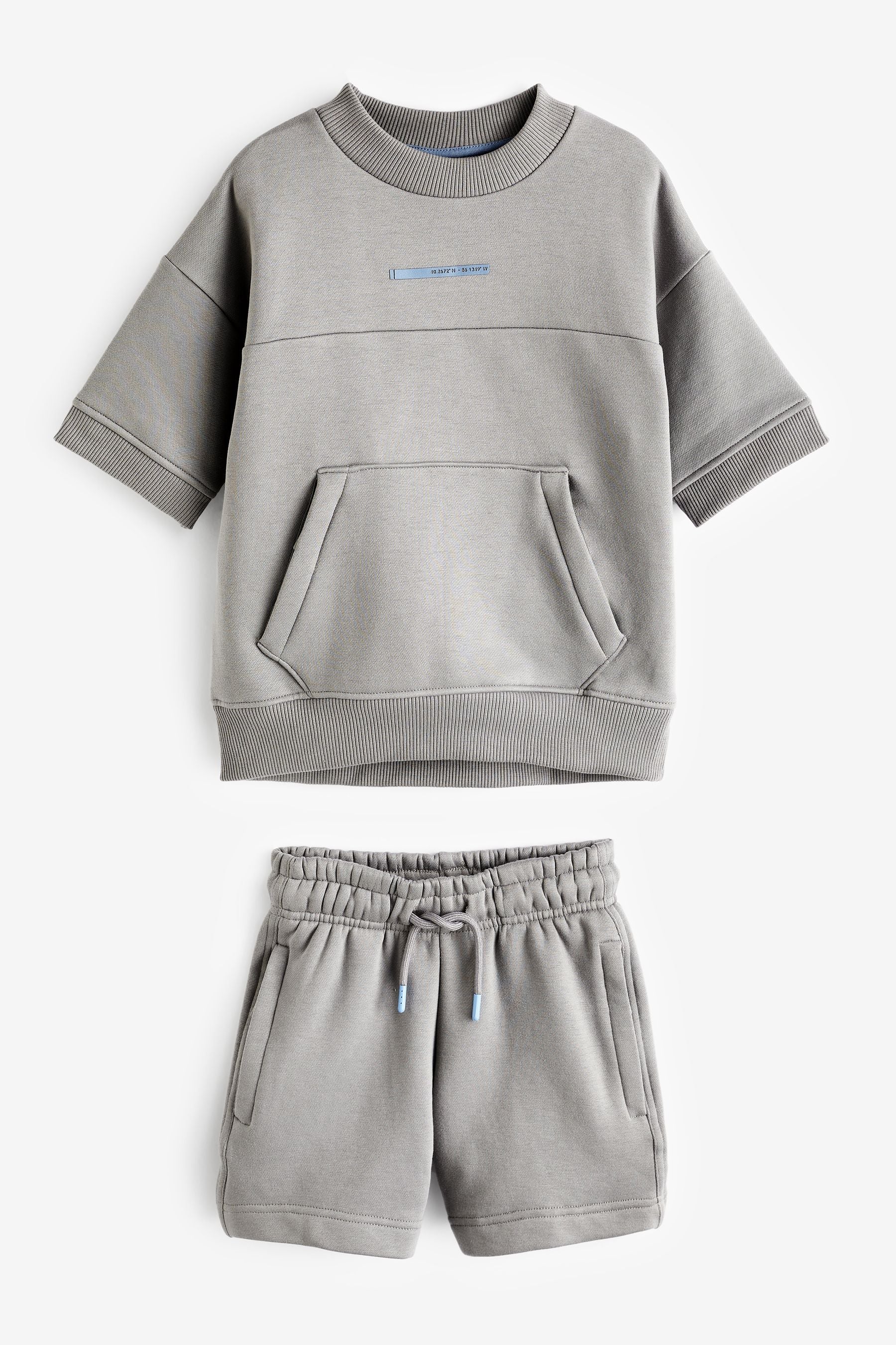 Grey Utility Short Sleeve Sweat and Shorts Set (3-16yrs)