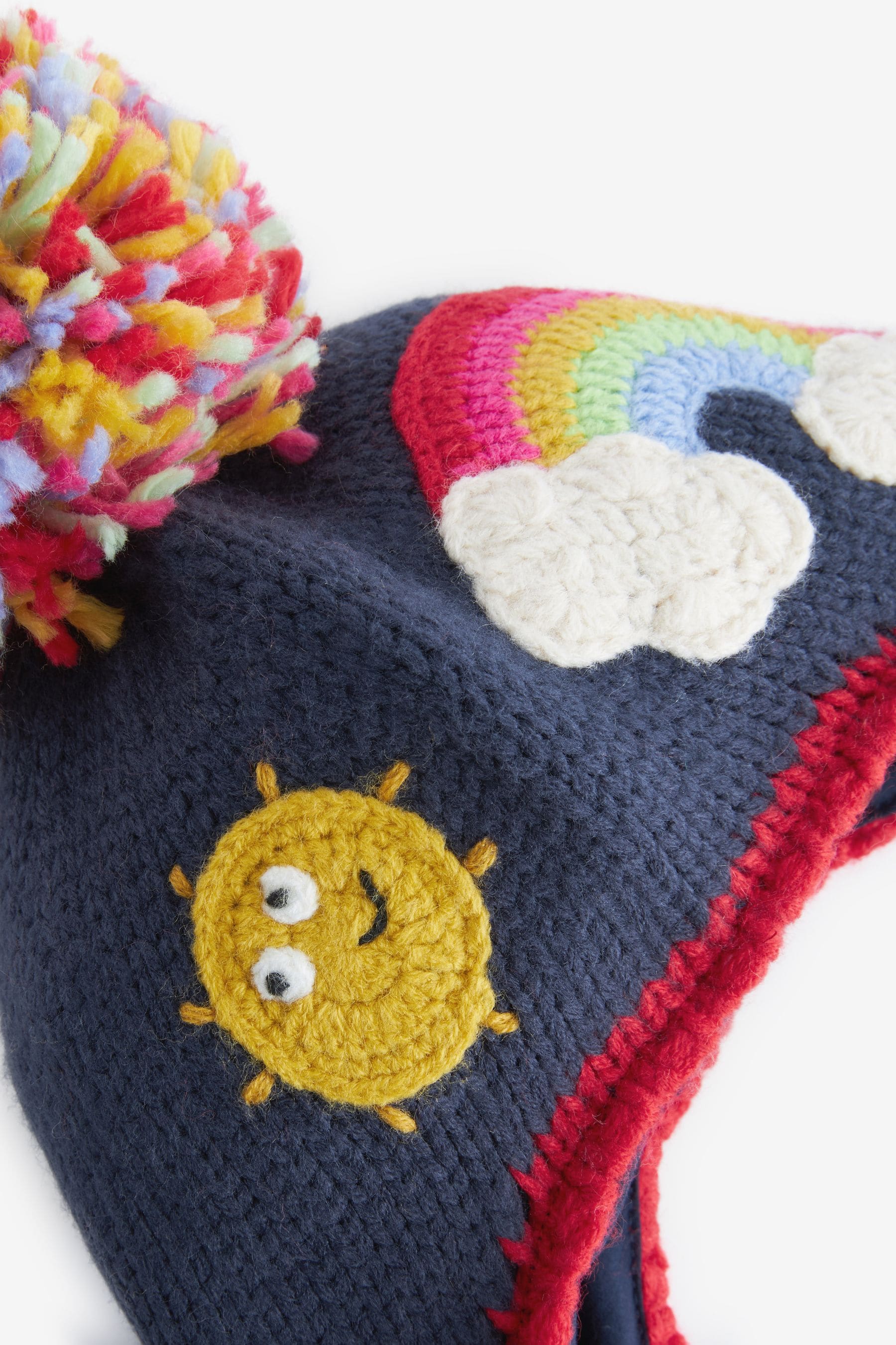 Navy Blue Rainbow Trapper Hat (3mths-6yrs)