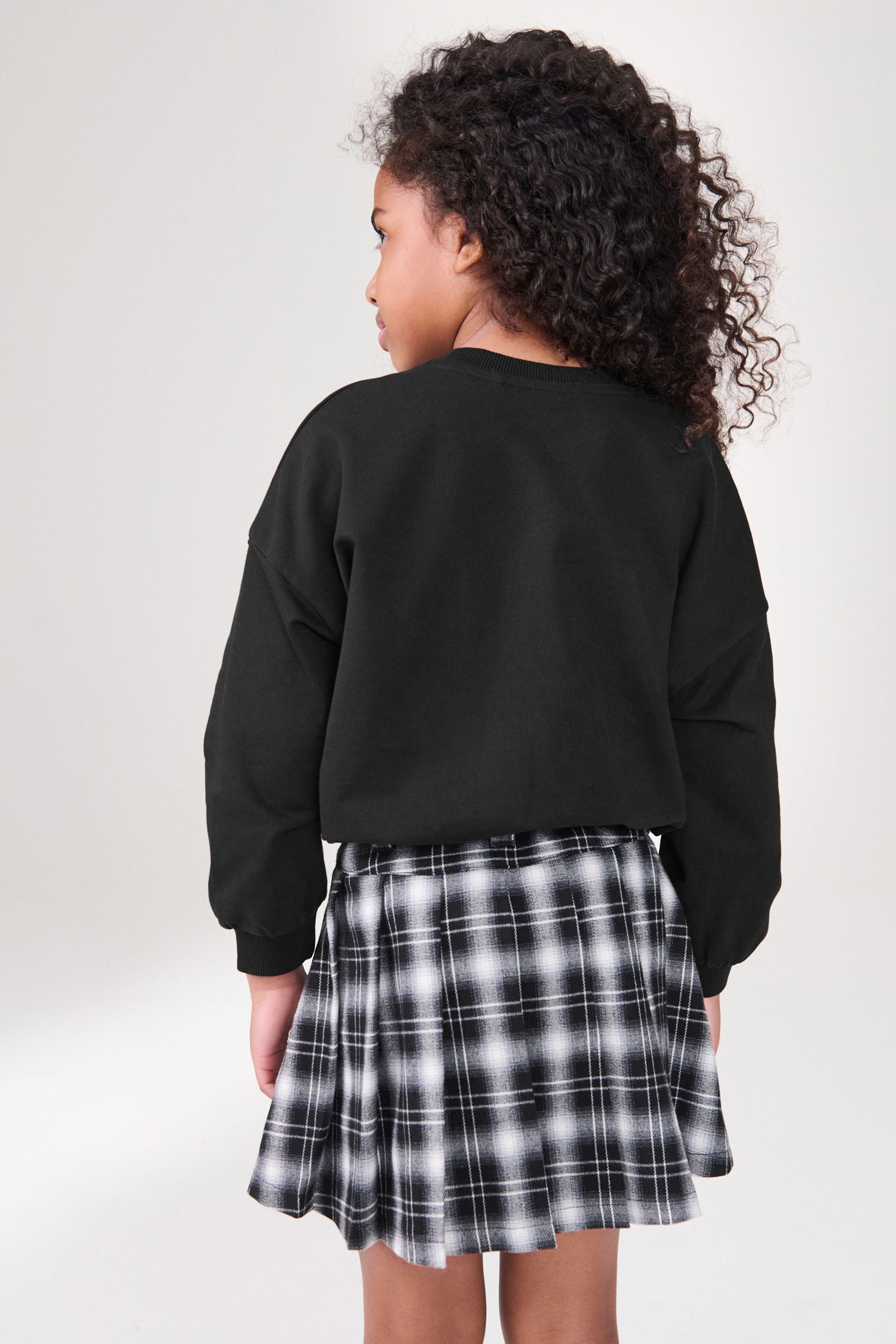 Black 100% Cotton Boxy Bubble Hem Sweatshirt (3-16yrs)