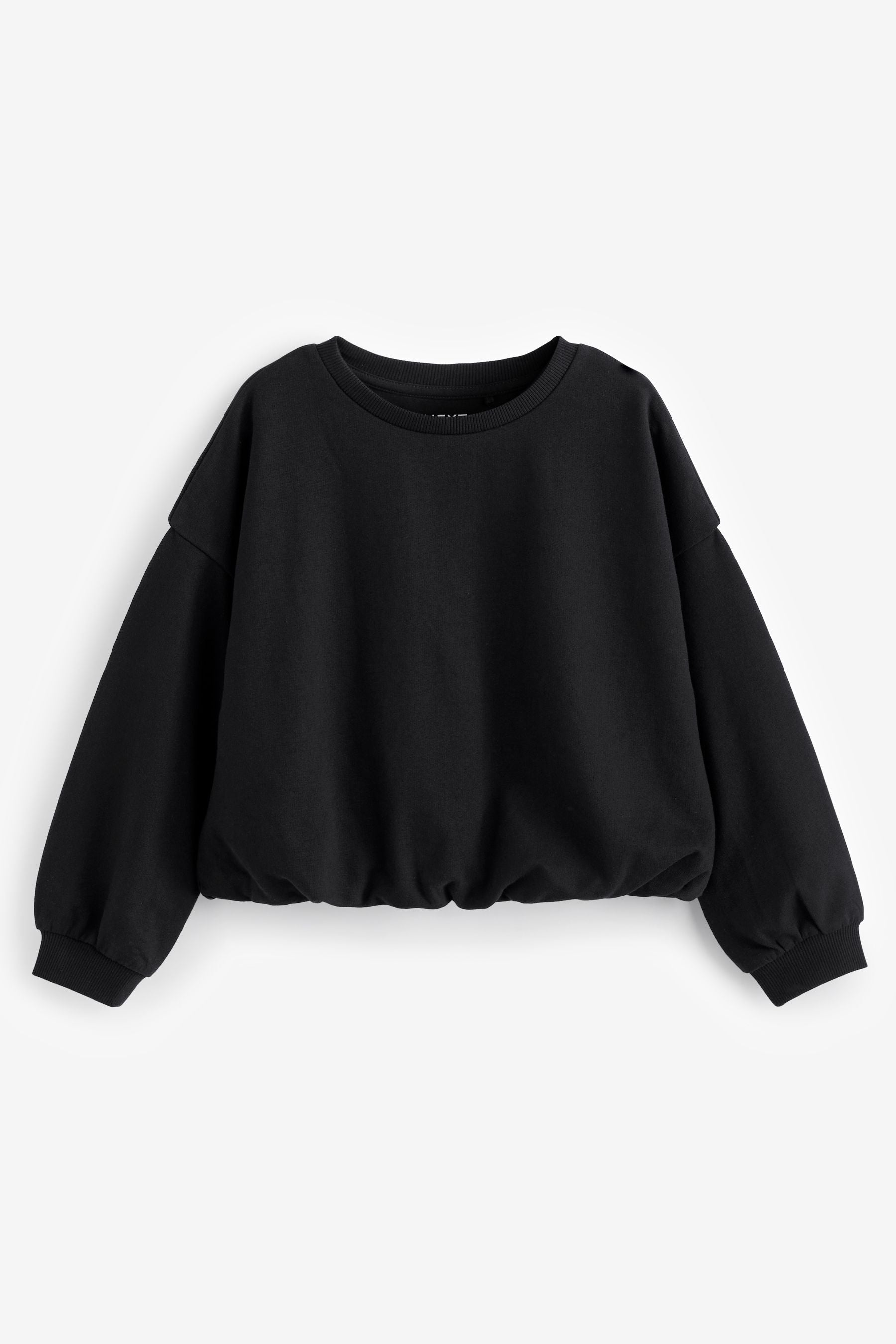 Black 100% Cotton Boxy Bubble Hem Sweatshirt (3-16yrs)