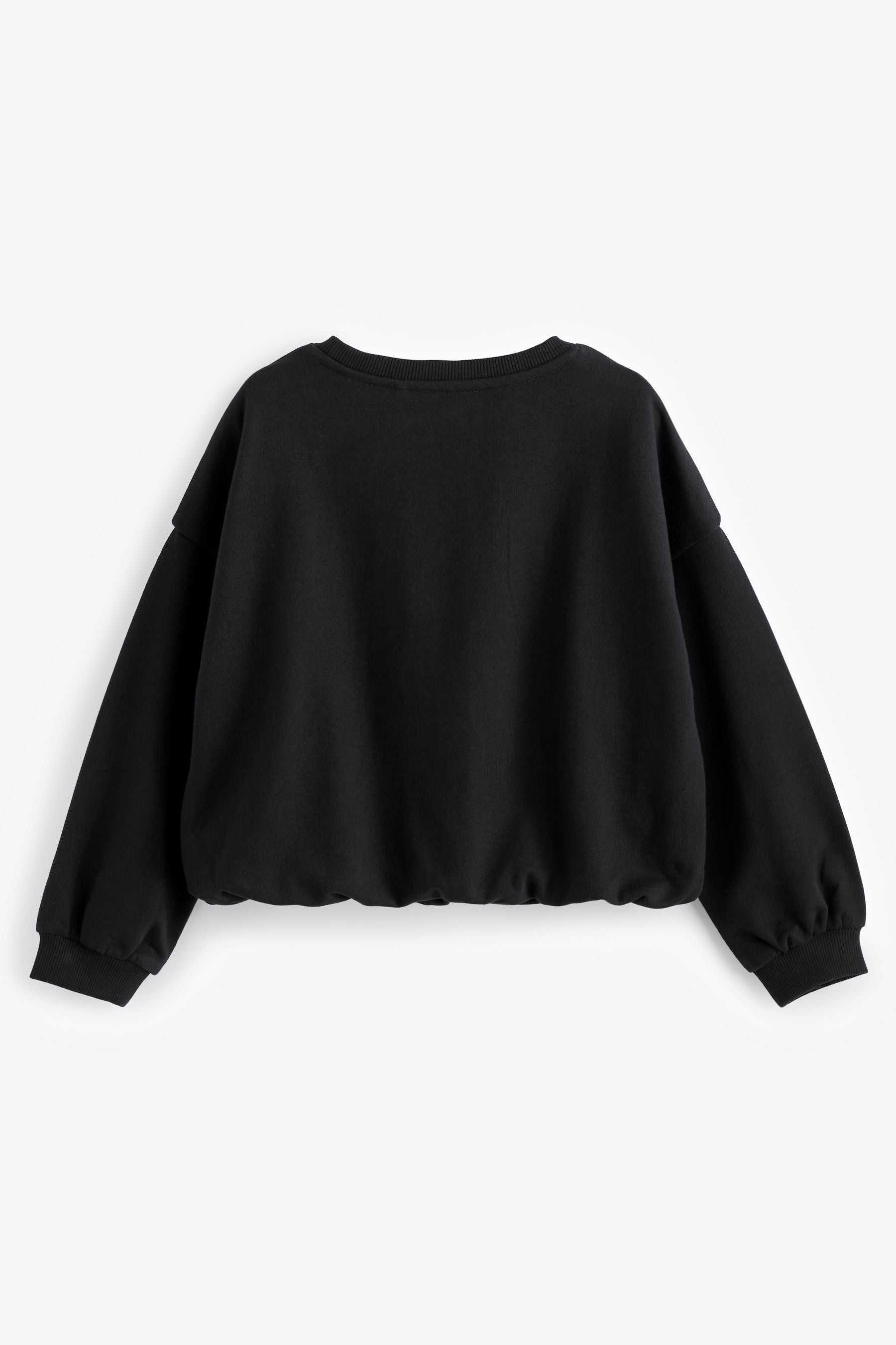 Black 100% Cotton Boxy Bubble Hem Sweatshirt (3-16yrs)