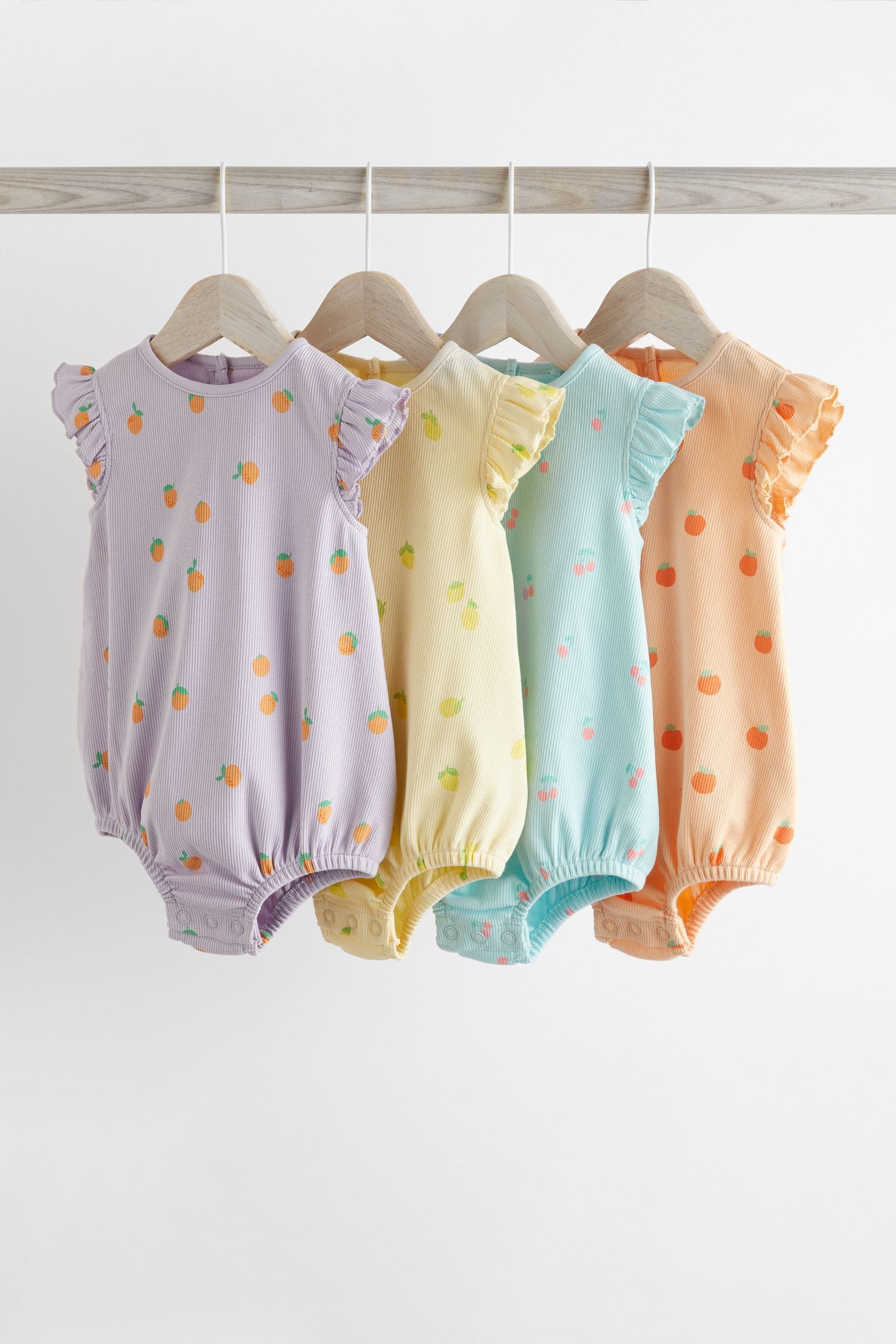 Multi Pastel Fruits Baby Bloomer Rompers 4 Pack