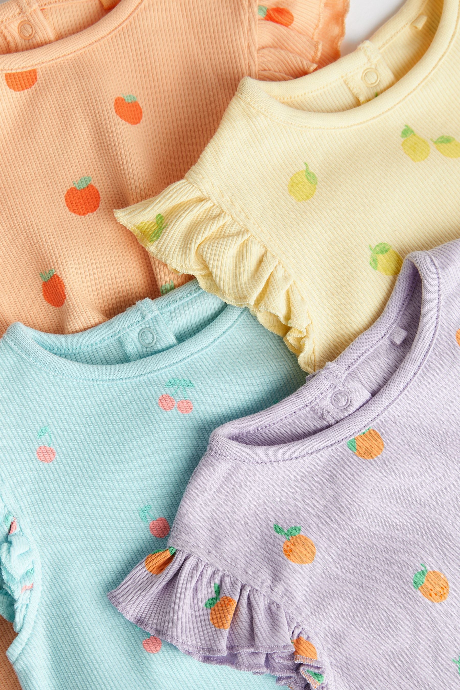 Multi Pastel Fruits Baby Bloomer Rompers 4 Pack