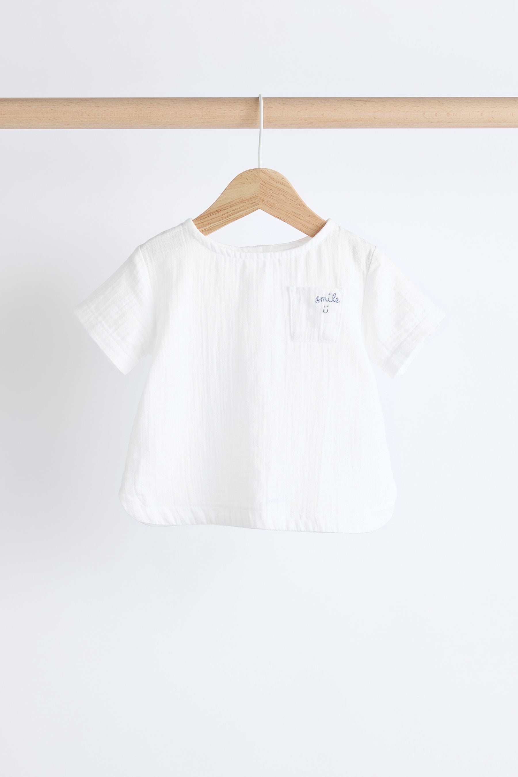 Denim/White 100% Cotton Top and Trousers Baby Set (0mths-2yrs)