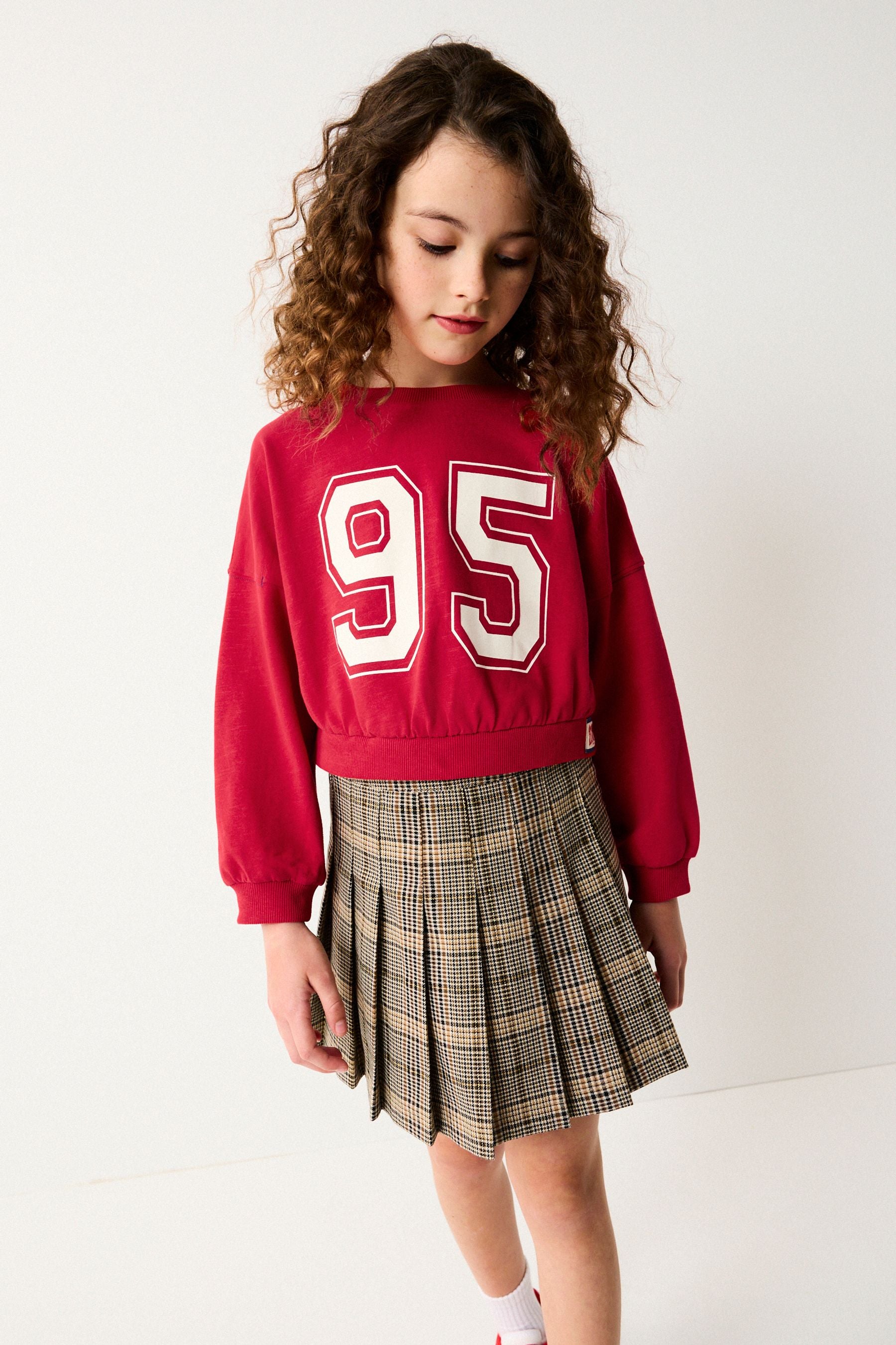 Red Varsity Graphic 100% Cotton Long Sleeve Sweatshirt (3-16yrs)