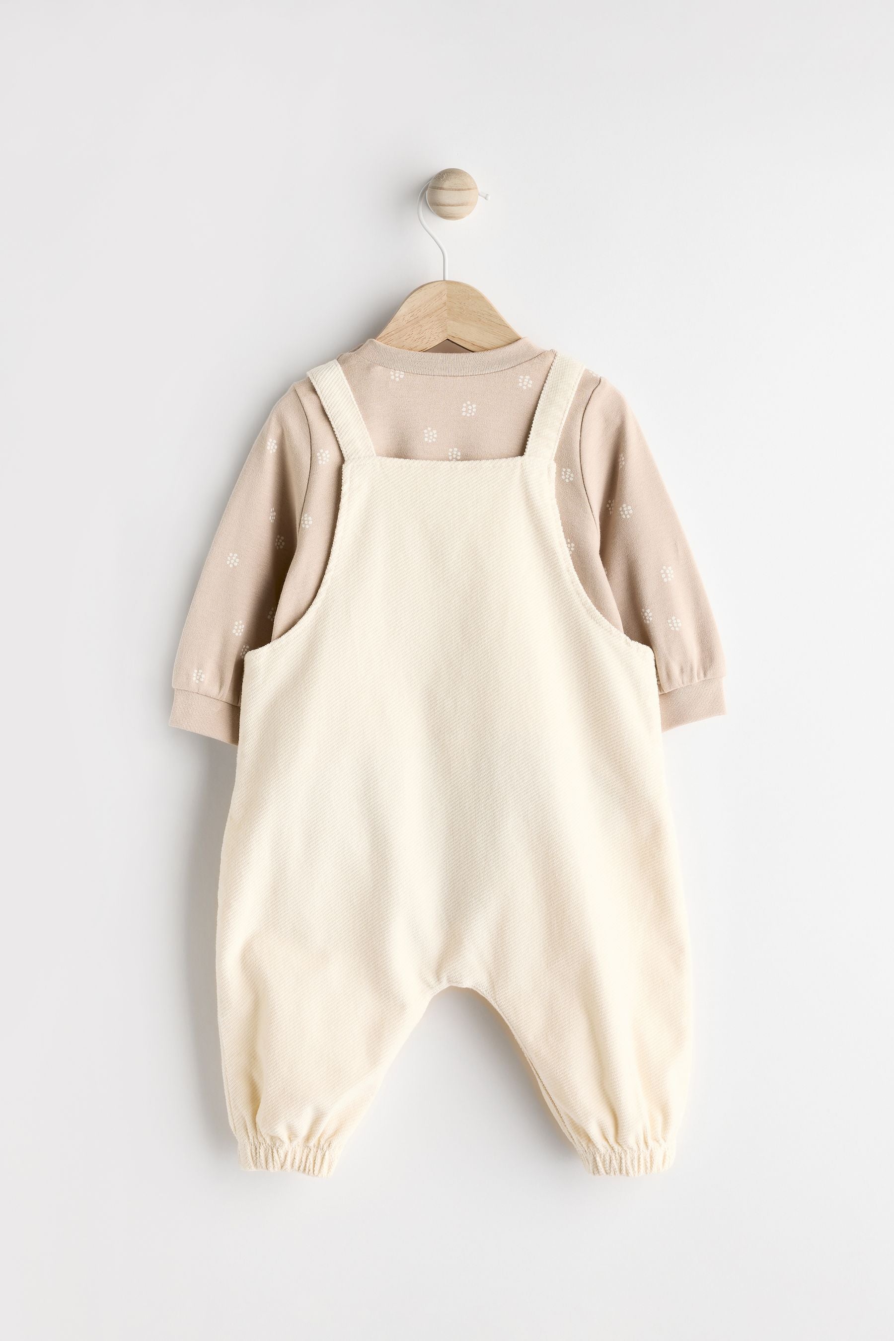 Cream Woven Baby Dungarees and Bodysuit Set (0mths-2yrs)