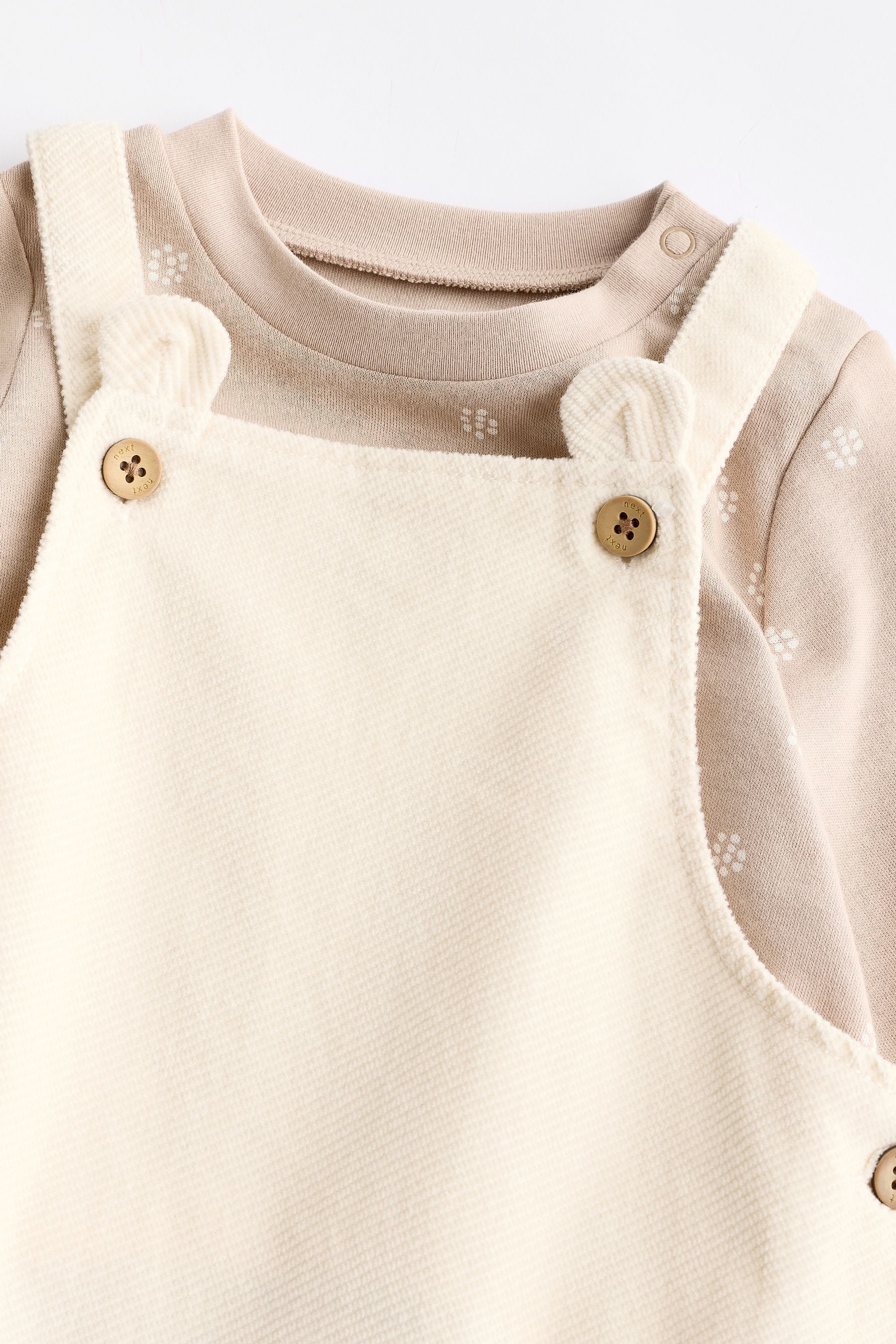 Cream Woven Baby Dungarees and Bodysuit Set (0mths-2yrs)