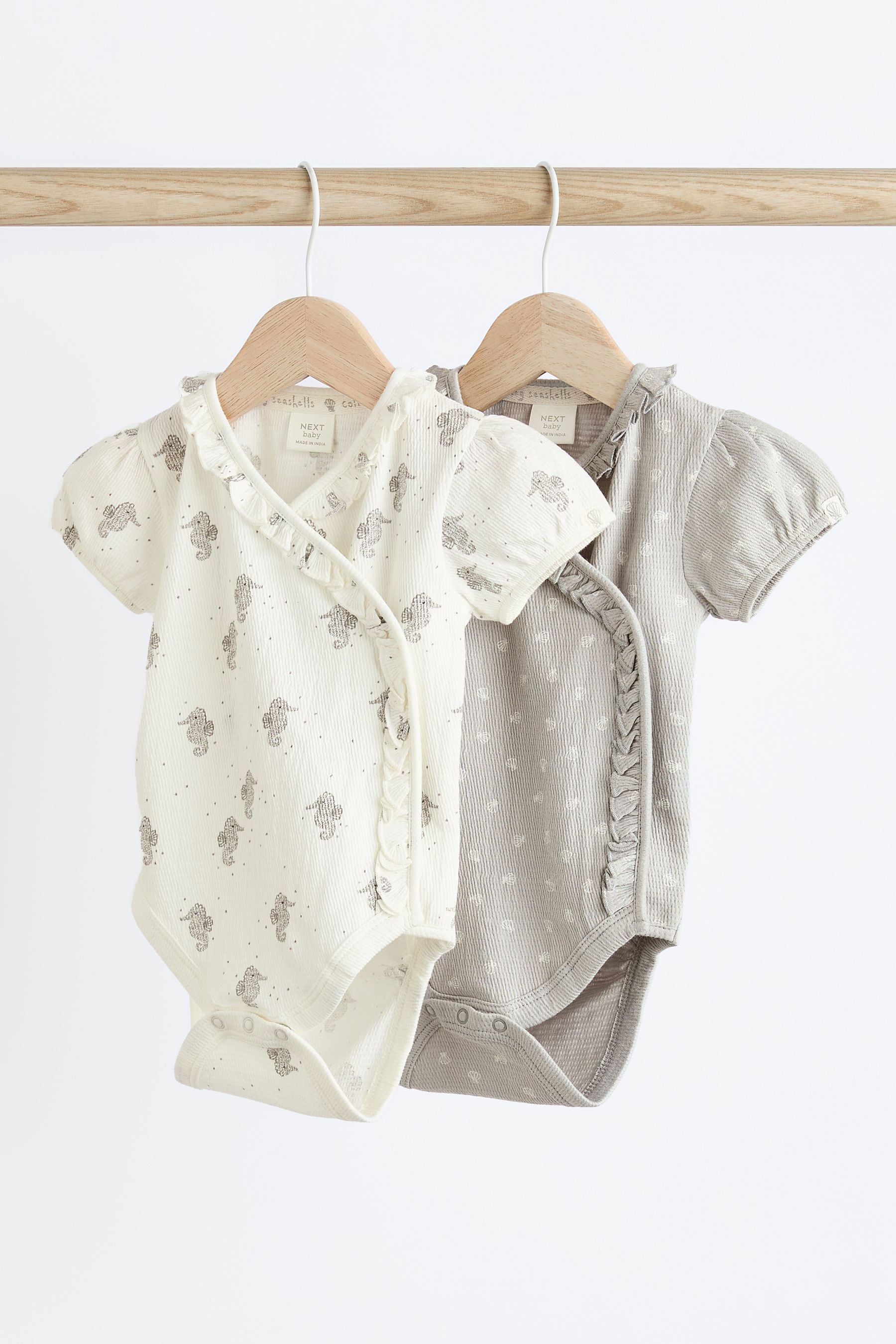 Grey Baby Textured Wrap Bodysuits 2 Pack