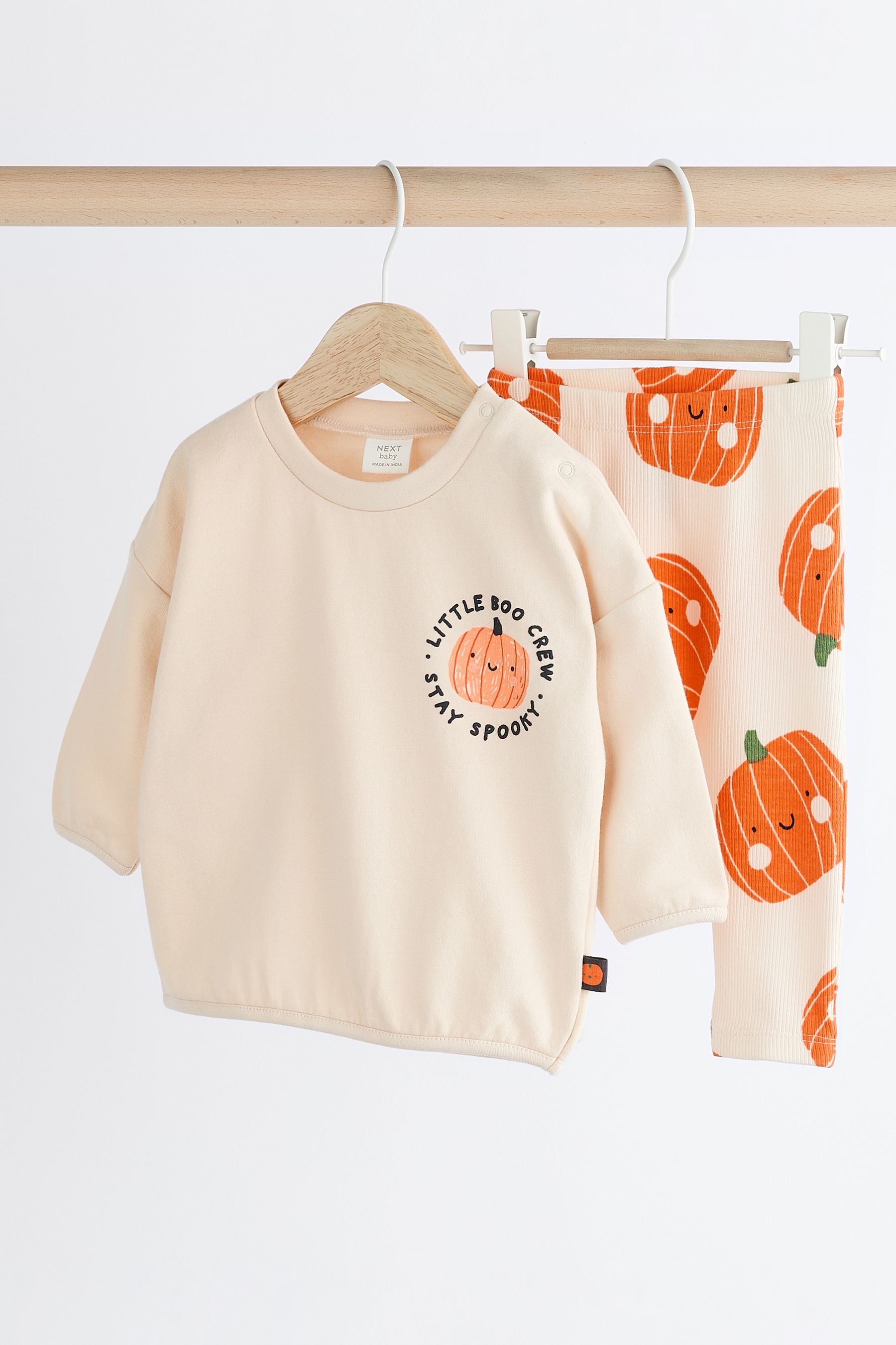 Neutral Pumpkin Cosy Baby Sweat Top and Leggings Set (0mths-2yrs)