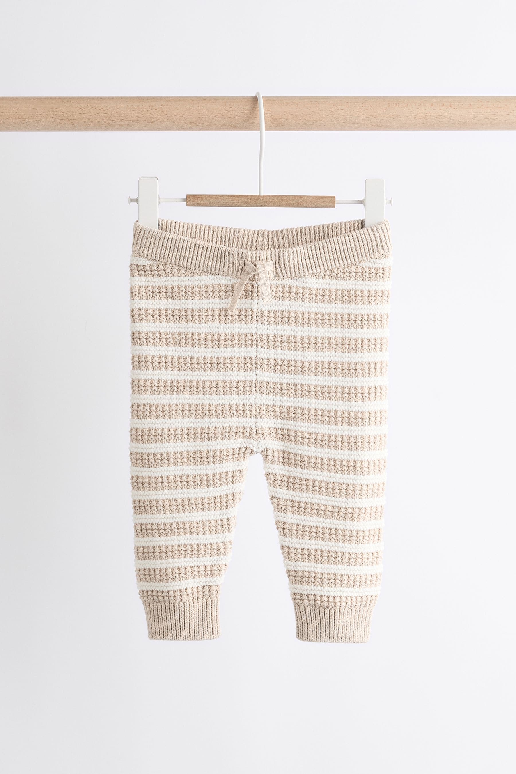 Neutral Stripe Knitted Baby 100% Cotton Jumper and Leggings Set (0mths-2yrs)