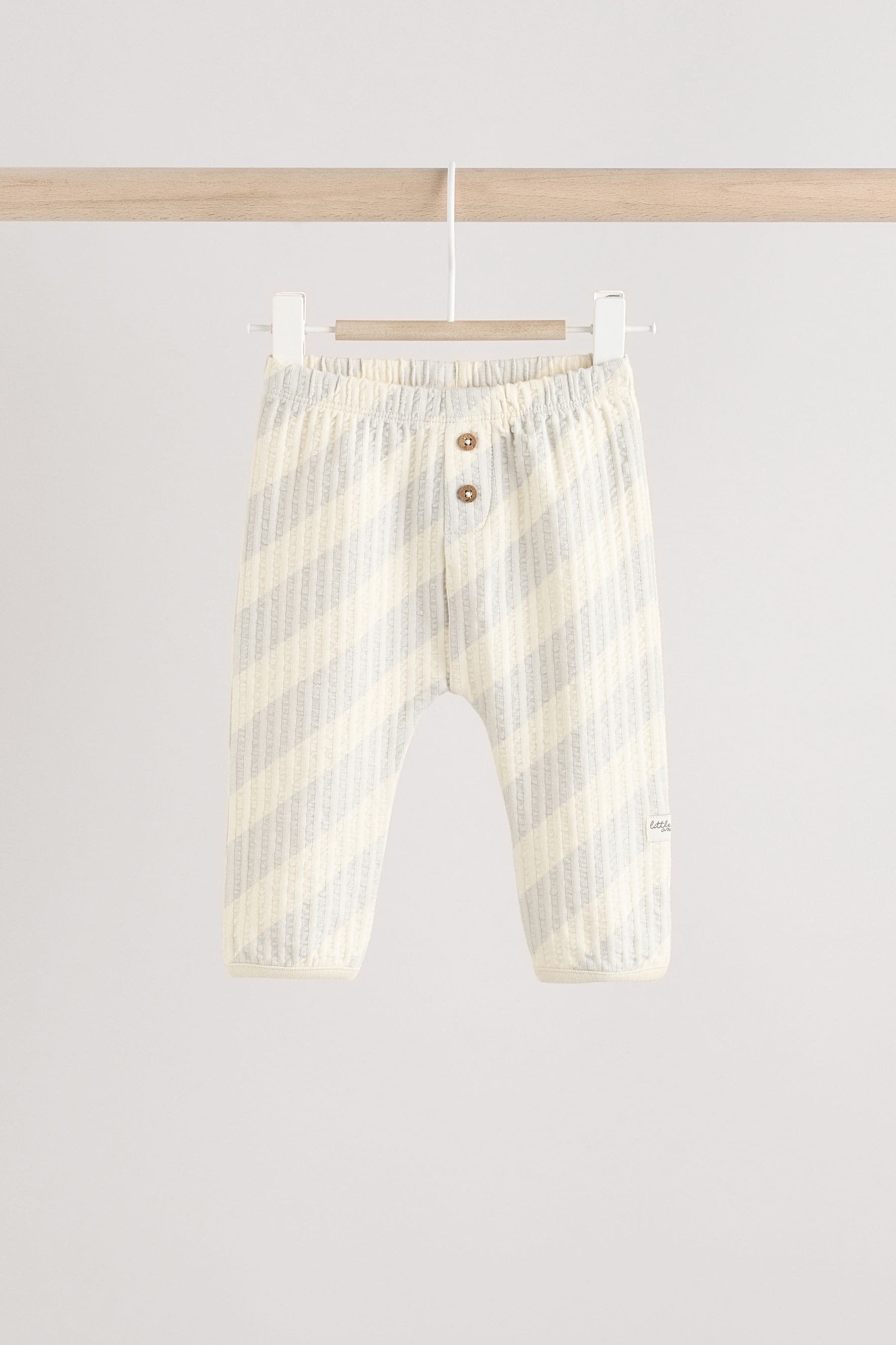 Grey/Ecru White 100% Cotton Baby Leggings 3 Pack (0mths-2yrs)