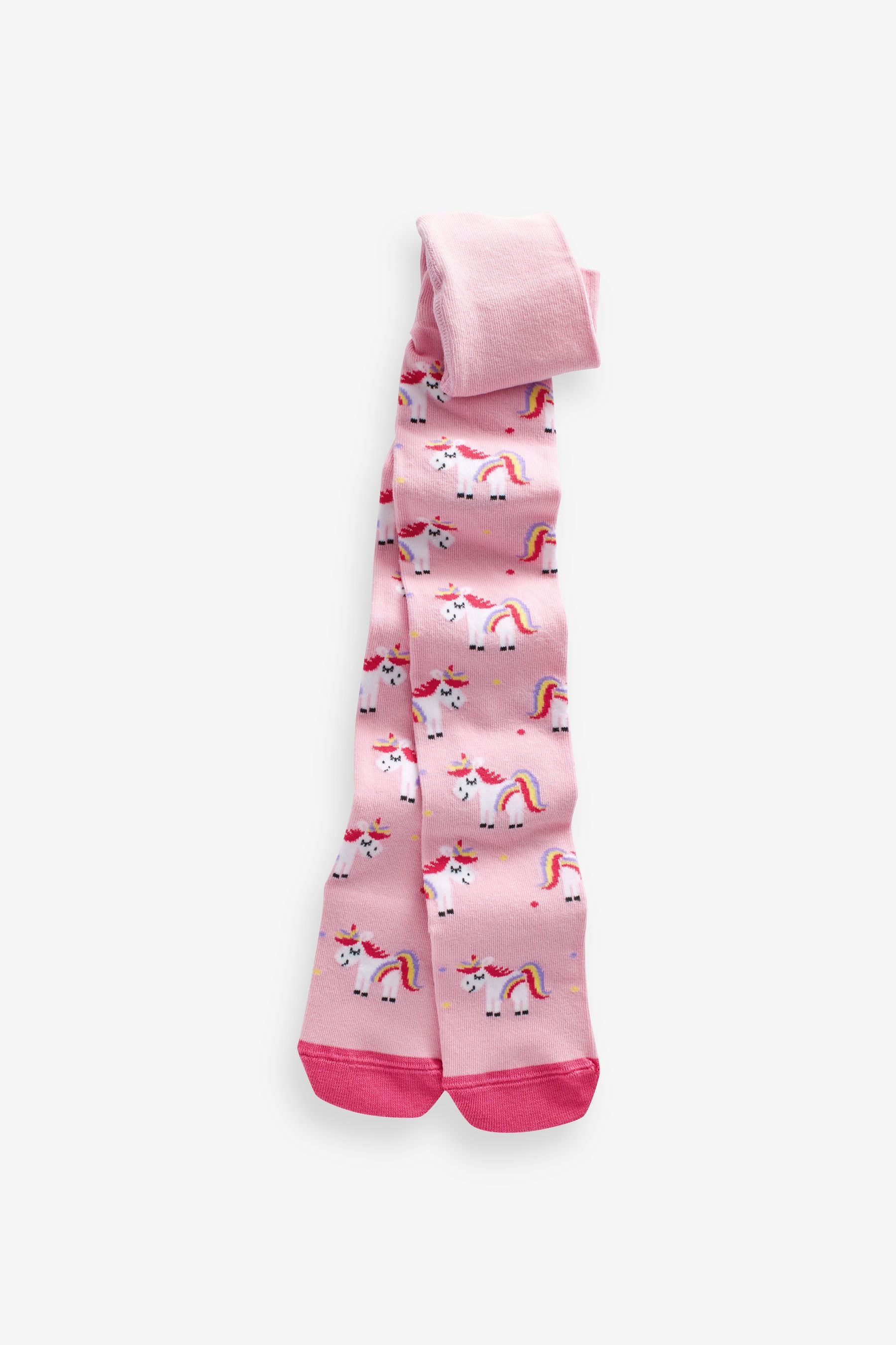 Pink and Navy Cotton Rich Unicorn Tights 3 Pack