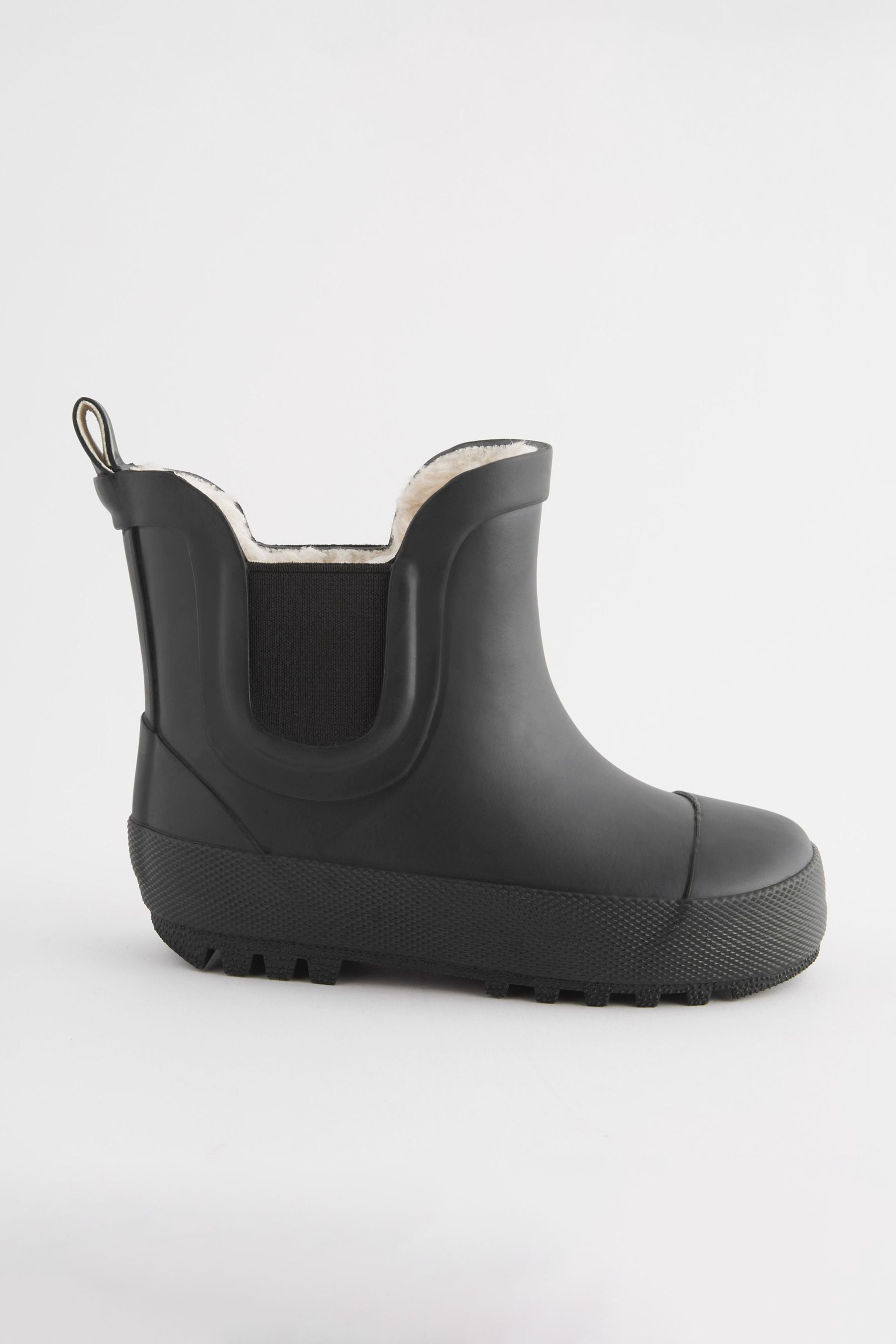 Black Plain Warm Lined Ankle Wellies