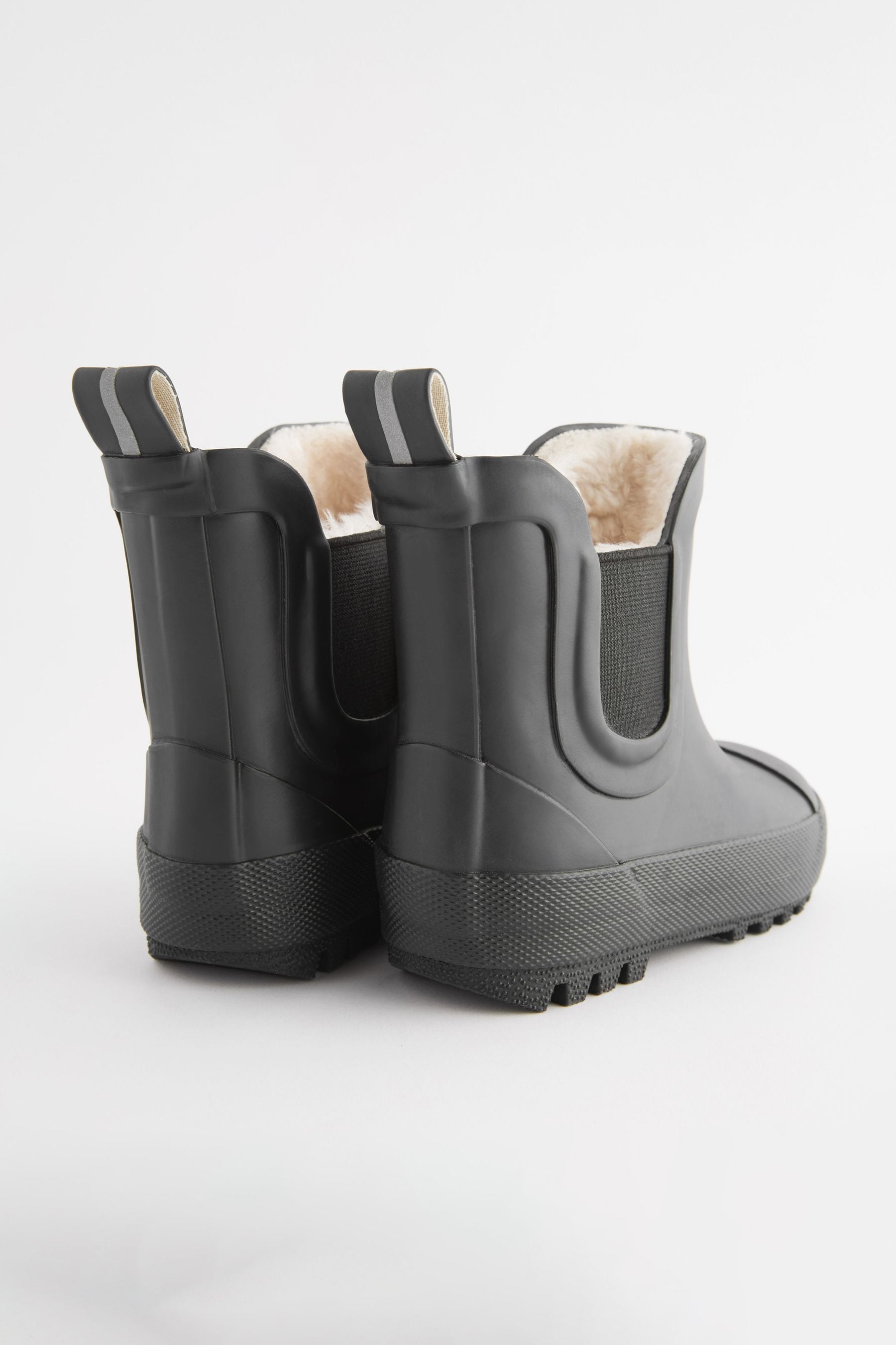 Black Plain Warm Lined Ankle Wellies