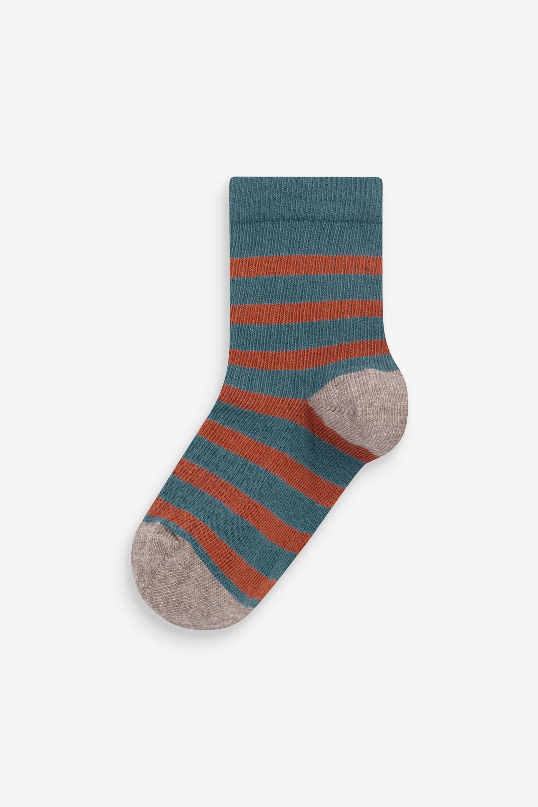 Brown Animal Stripe Cotton Rich Socks 7 Pack