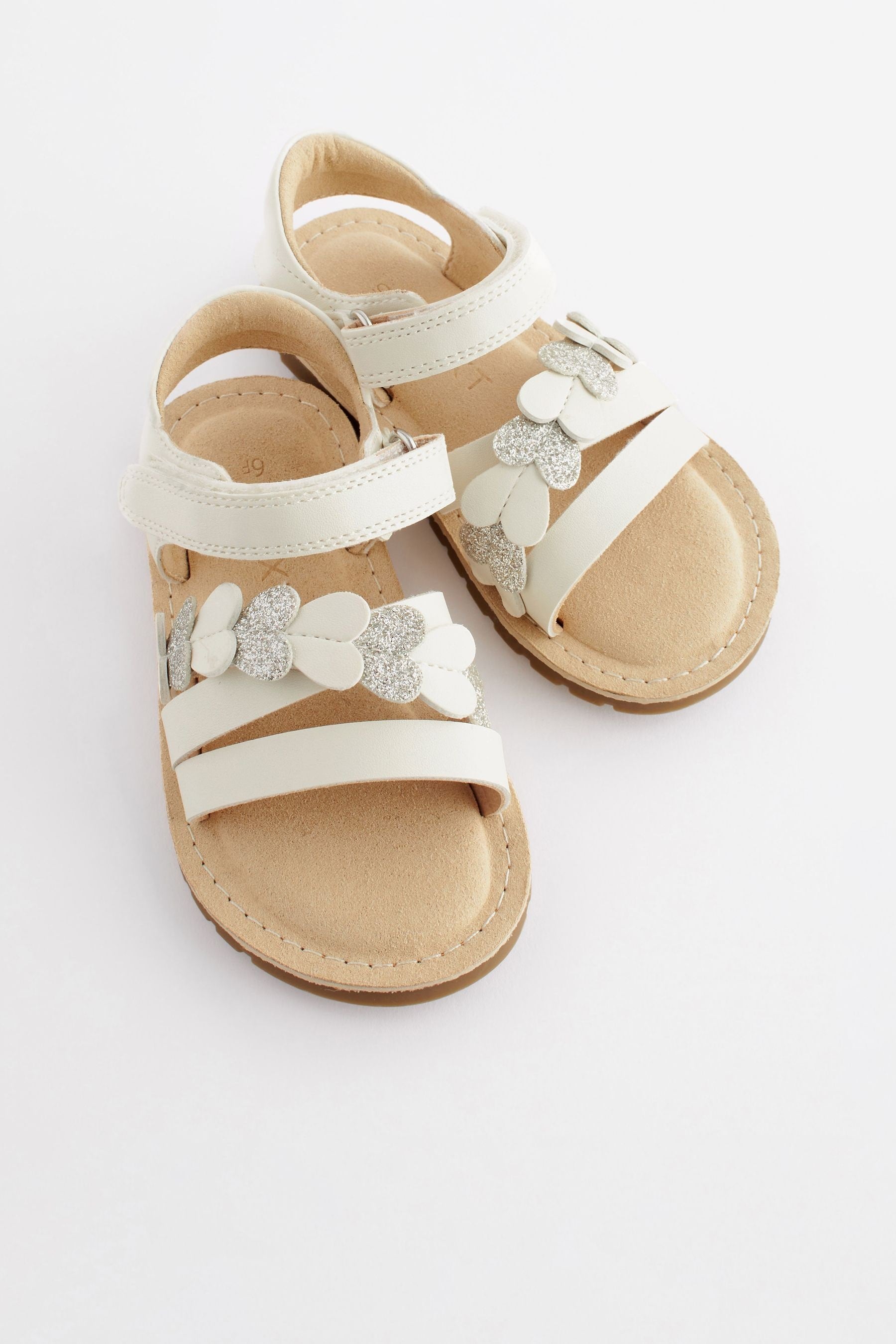 White Wide Fit (G) Touch Fastening Corkbed Sandals